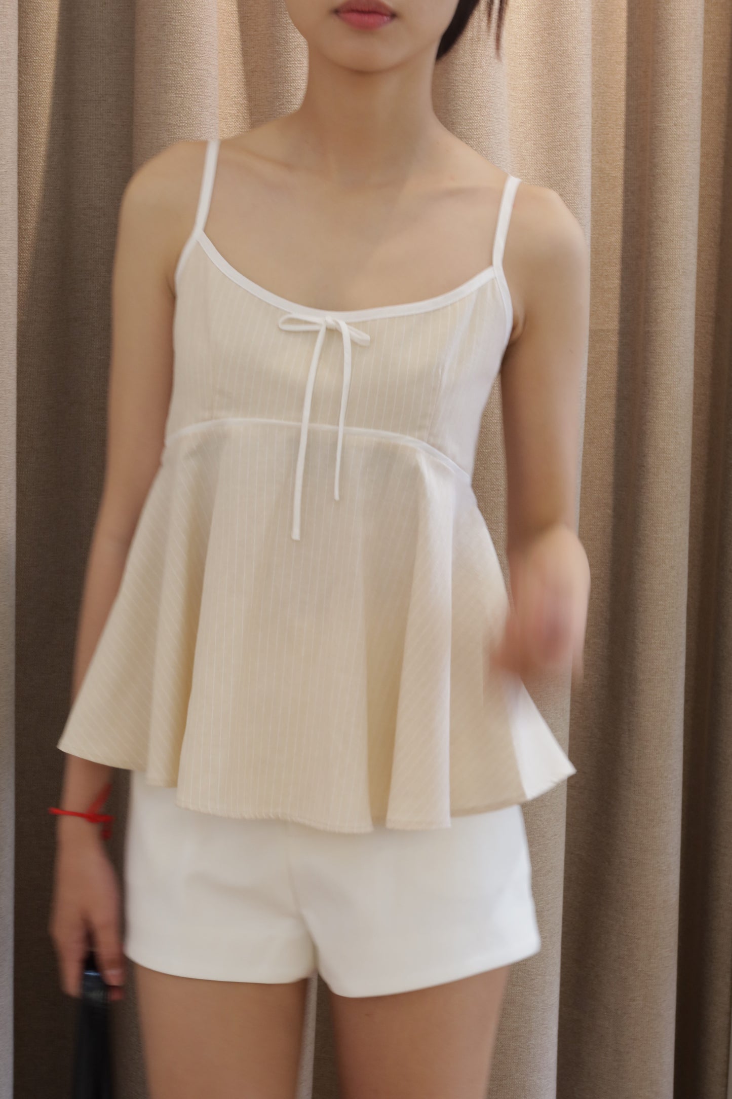 Beige stripes flowy top