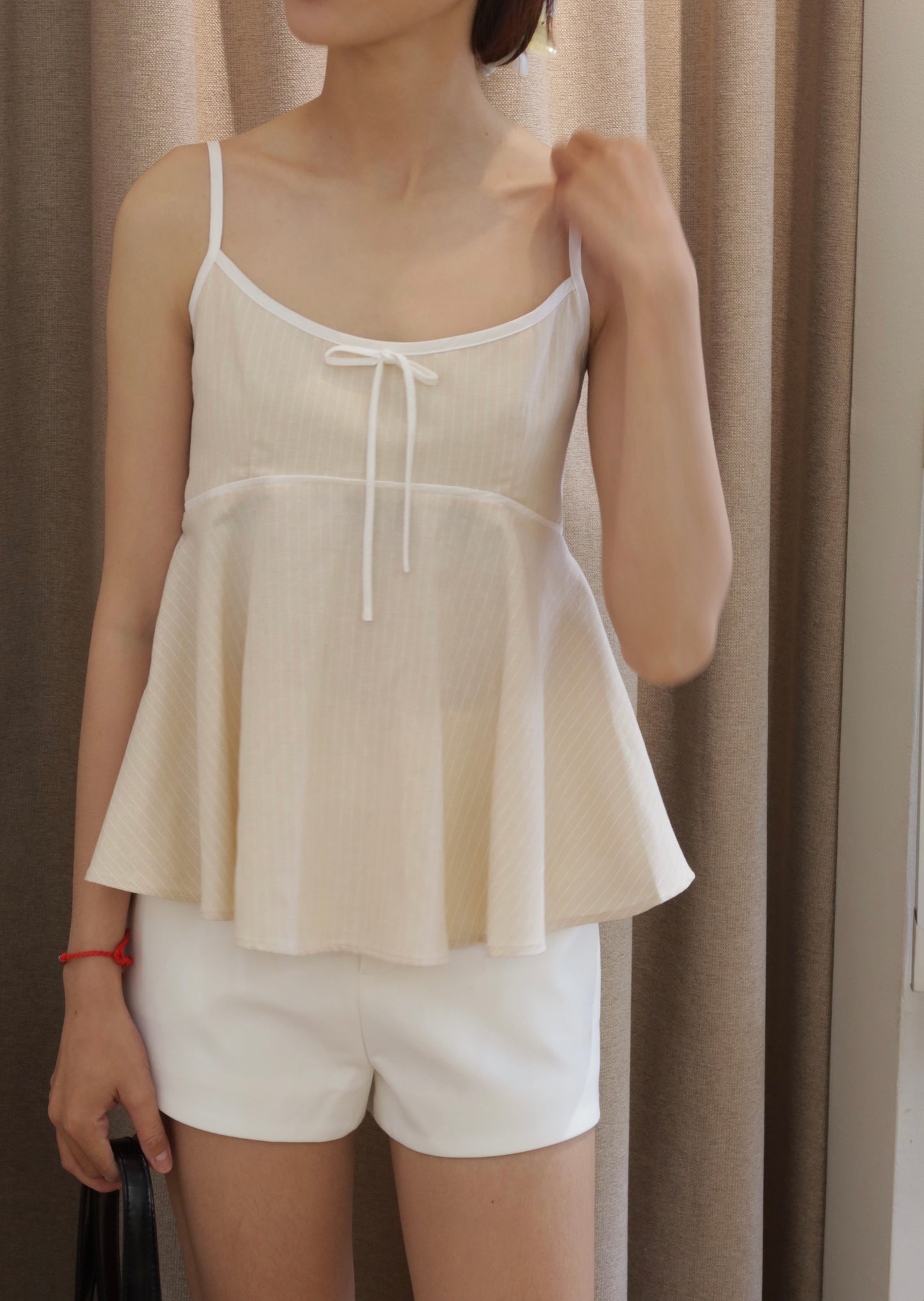 Beige stripes flowy top