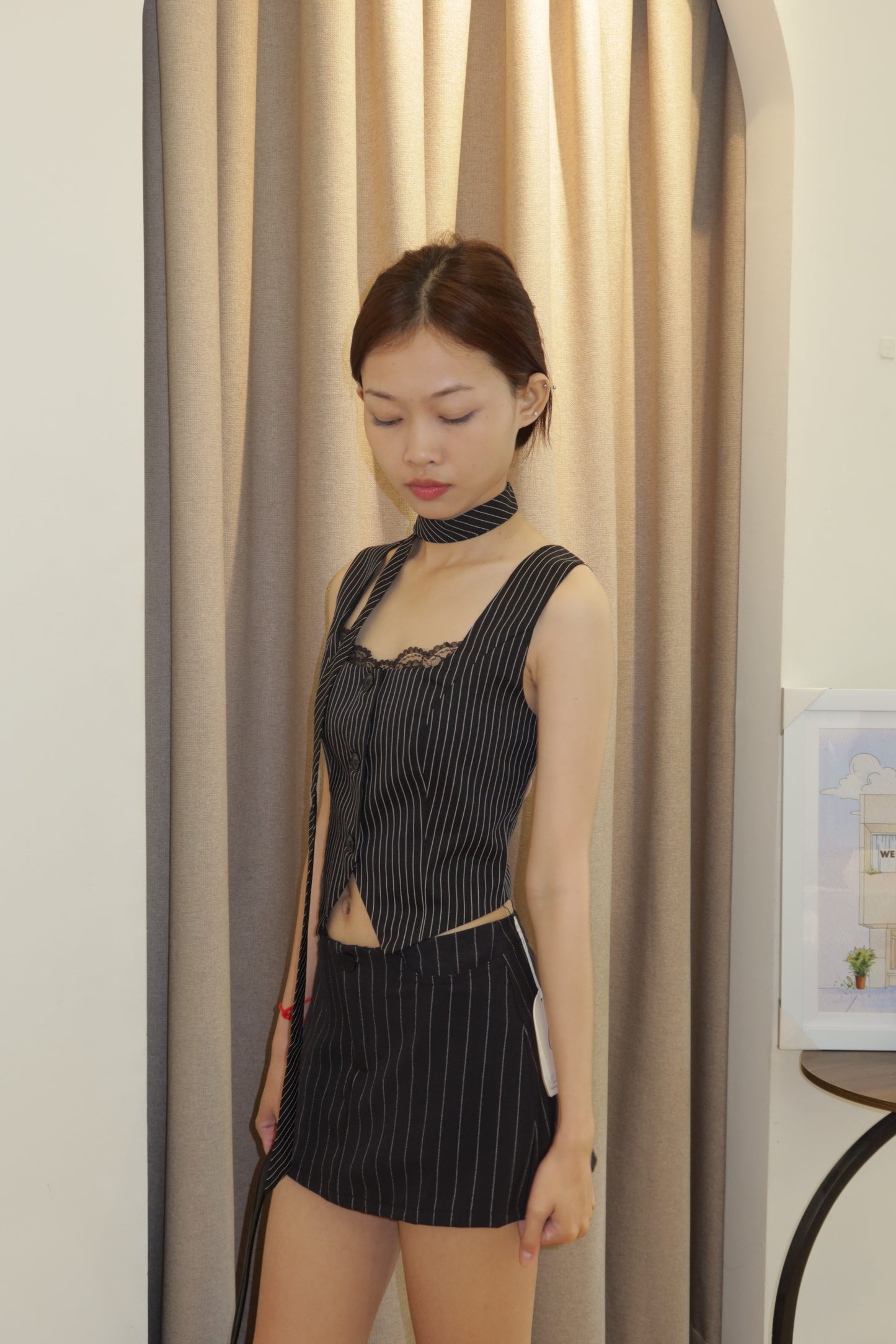 Gray stripes 2pcs top