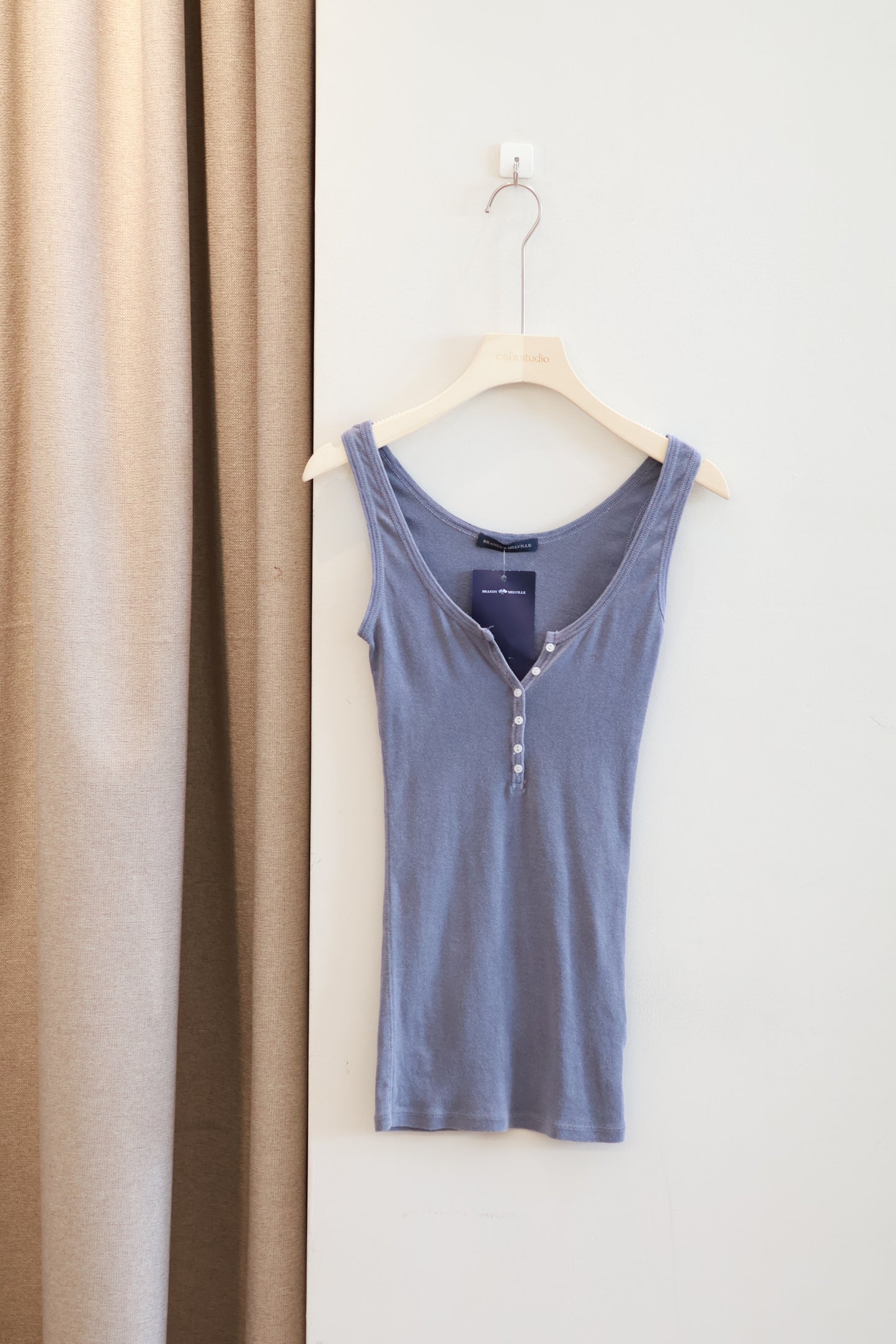 BRANDY GRAY BLUE BUTTON TANK TOP