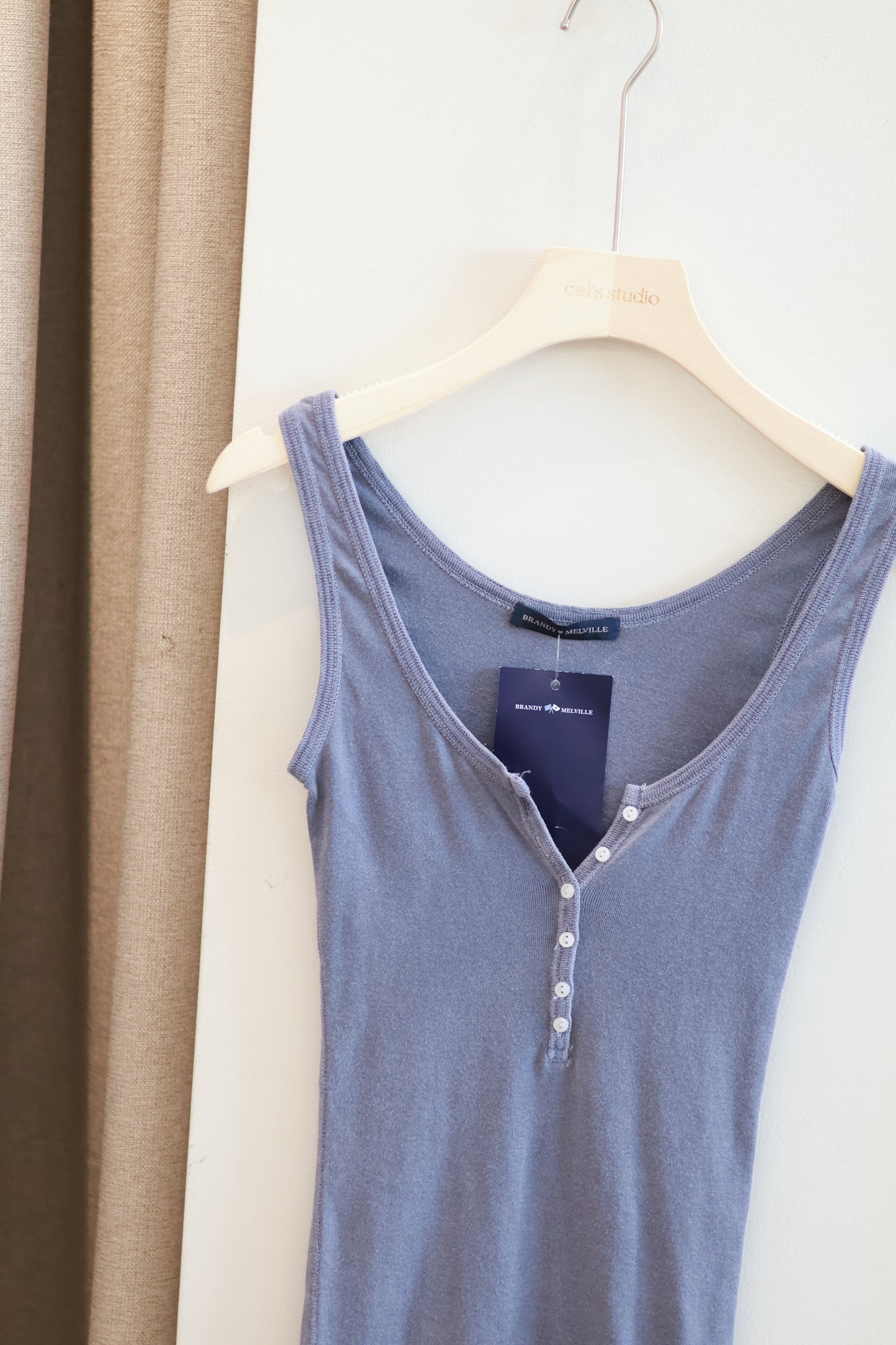 BRANDY GRAY BLUE BUTTON TANK TOP