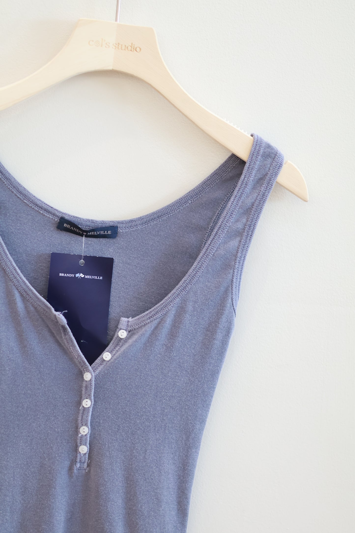BRANDY GRAY BLUE BUTTON TANK TOP