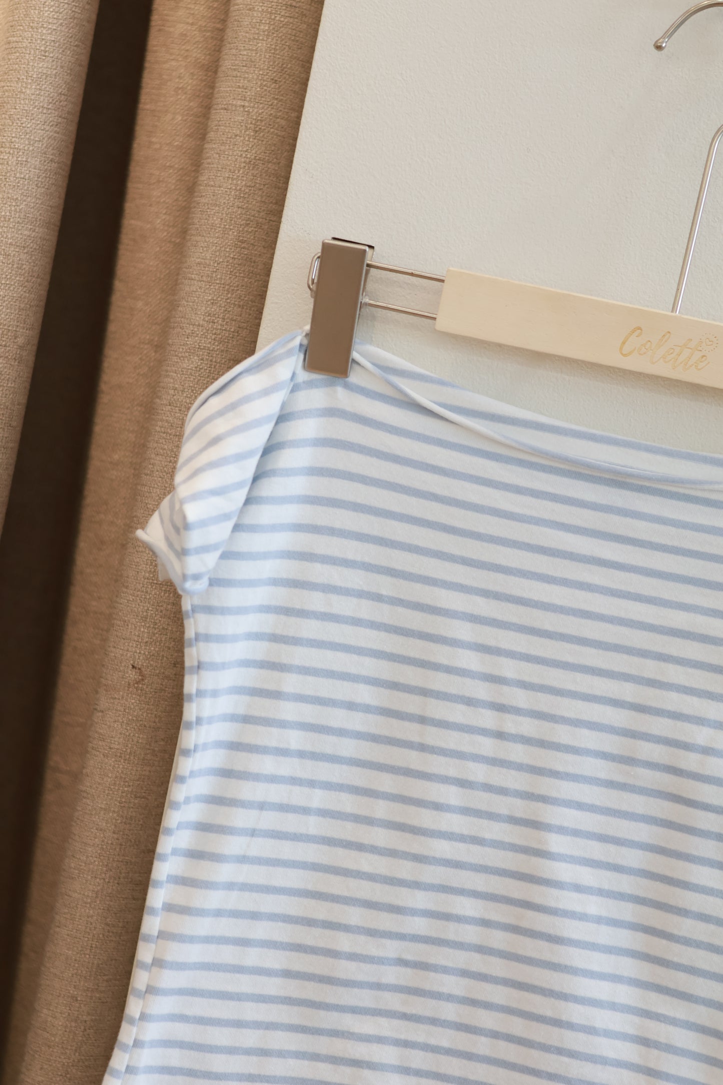 BRANDY BLUE STRIPED OFF SHOULDER TEE