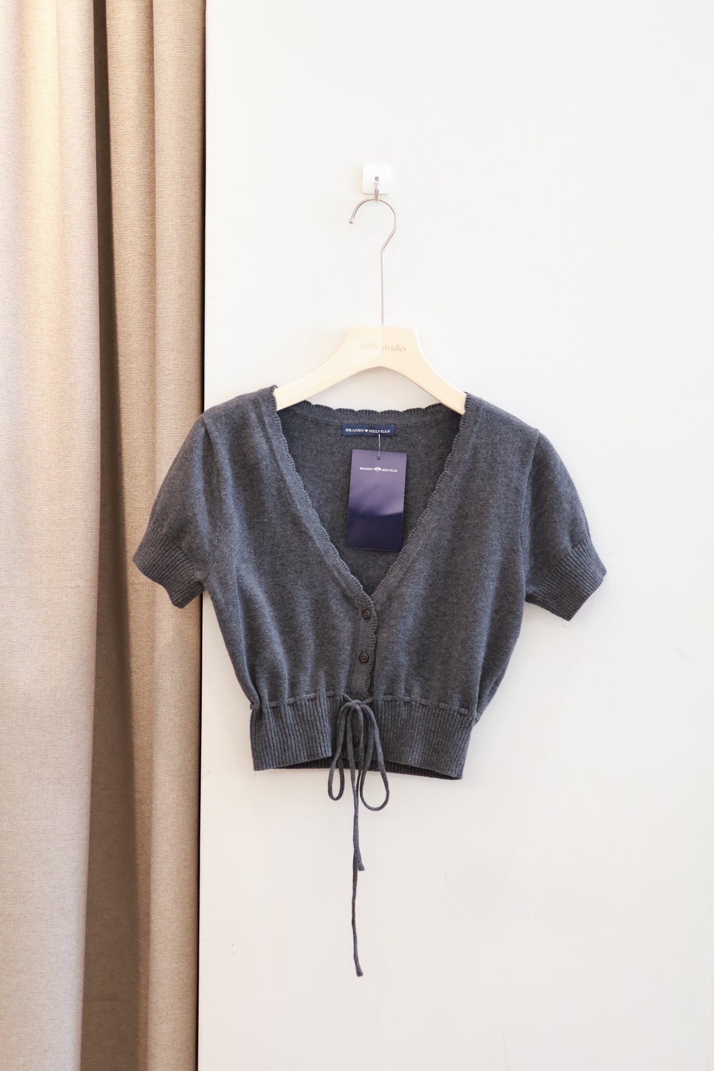 BRANDY GRAY SHORT SLEEVE CARDIGAN