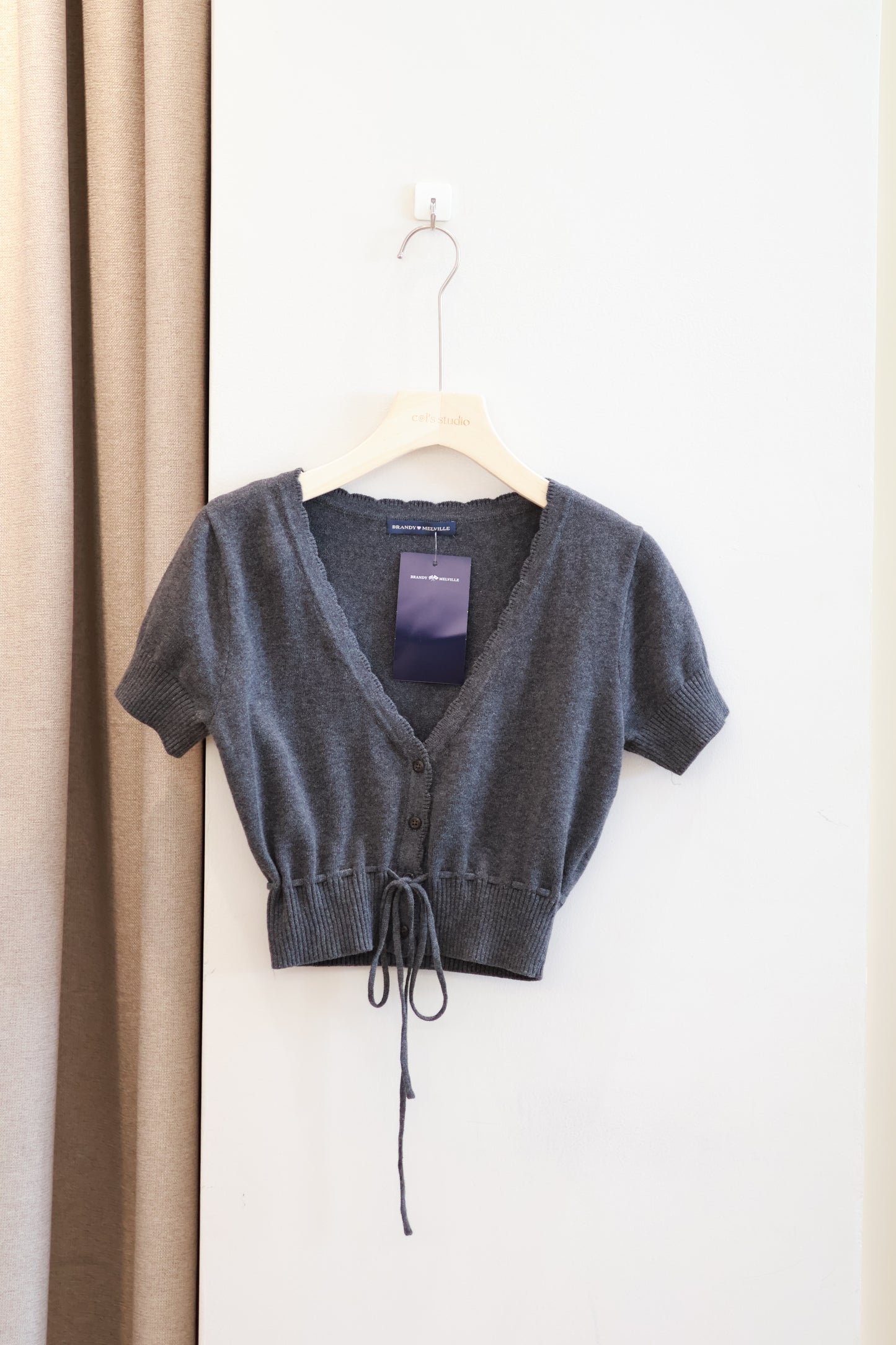BRANDY GRAY SHORT SLEEVE CARDIGAN