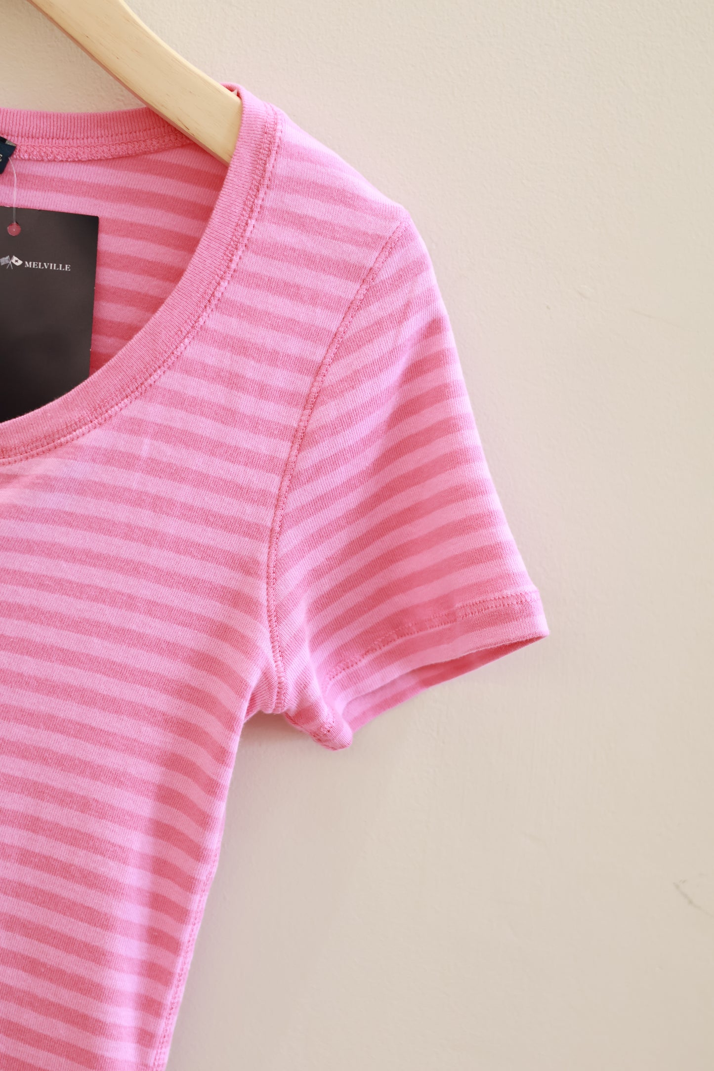 BRANDY PINK STRIPED BUTTON TEE