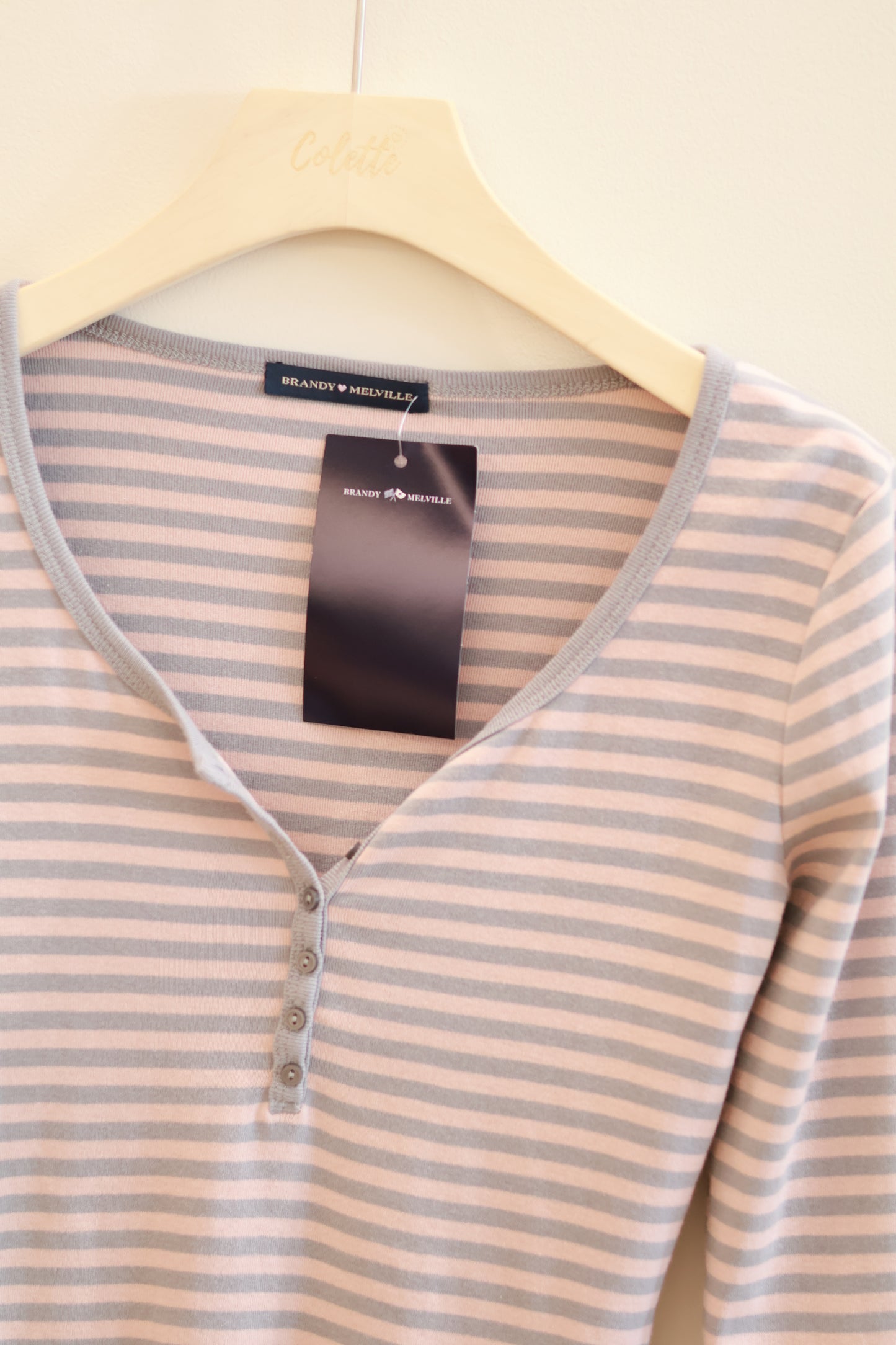 BRANDY BLUE & PINK STRIPED 6 BUTTONS TOP