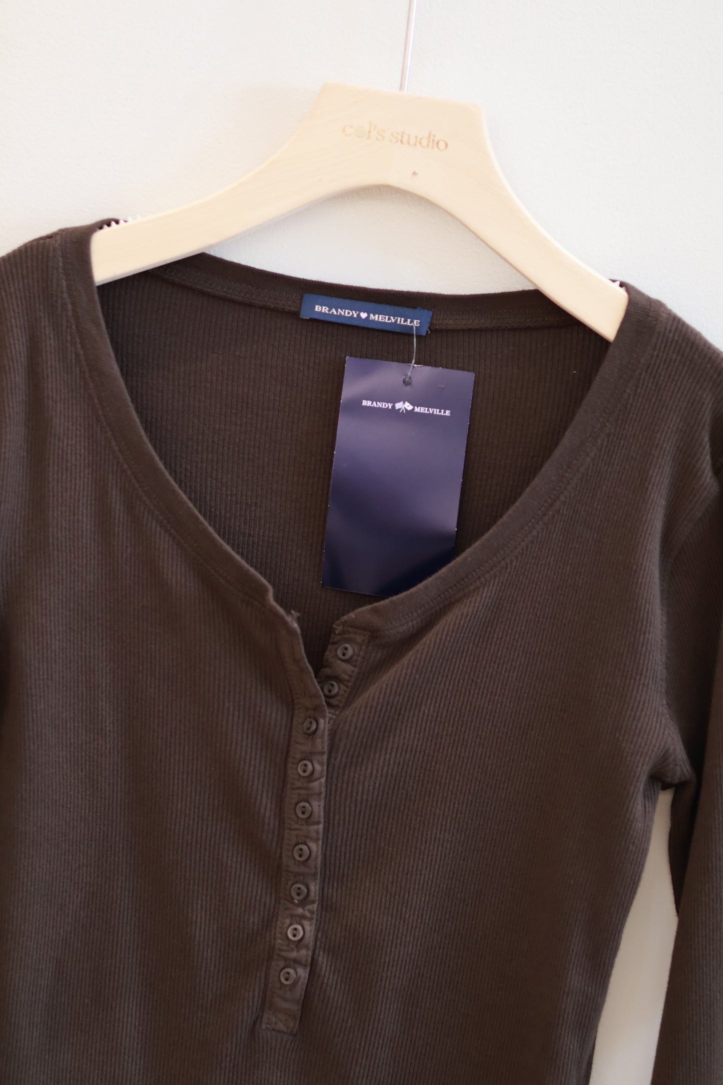BRANDY BROWN RIBBED LONG SLEEVE