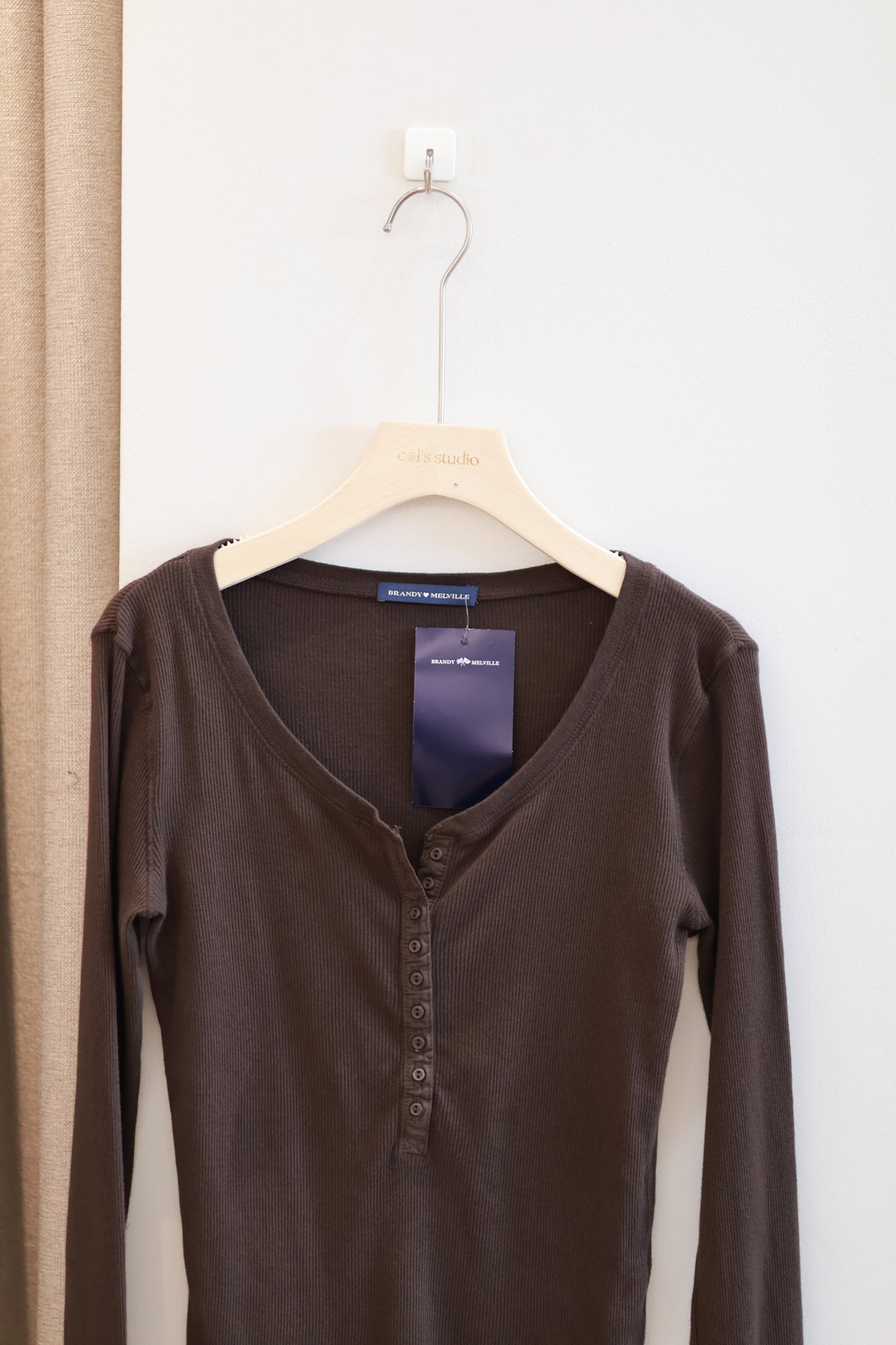 BRANDY BROWN RIBBED LONG SLEEVE