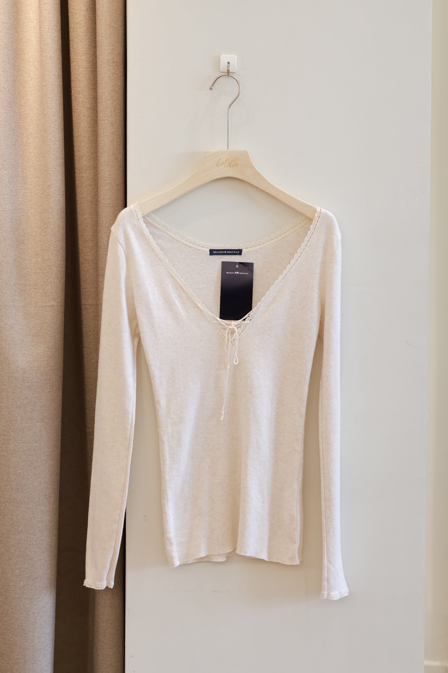 BRANDY BEIGE LONG SLEEVE LACE DETAIL
