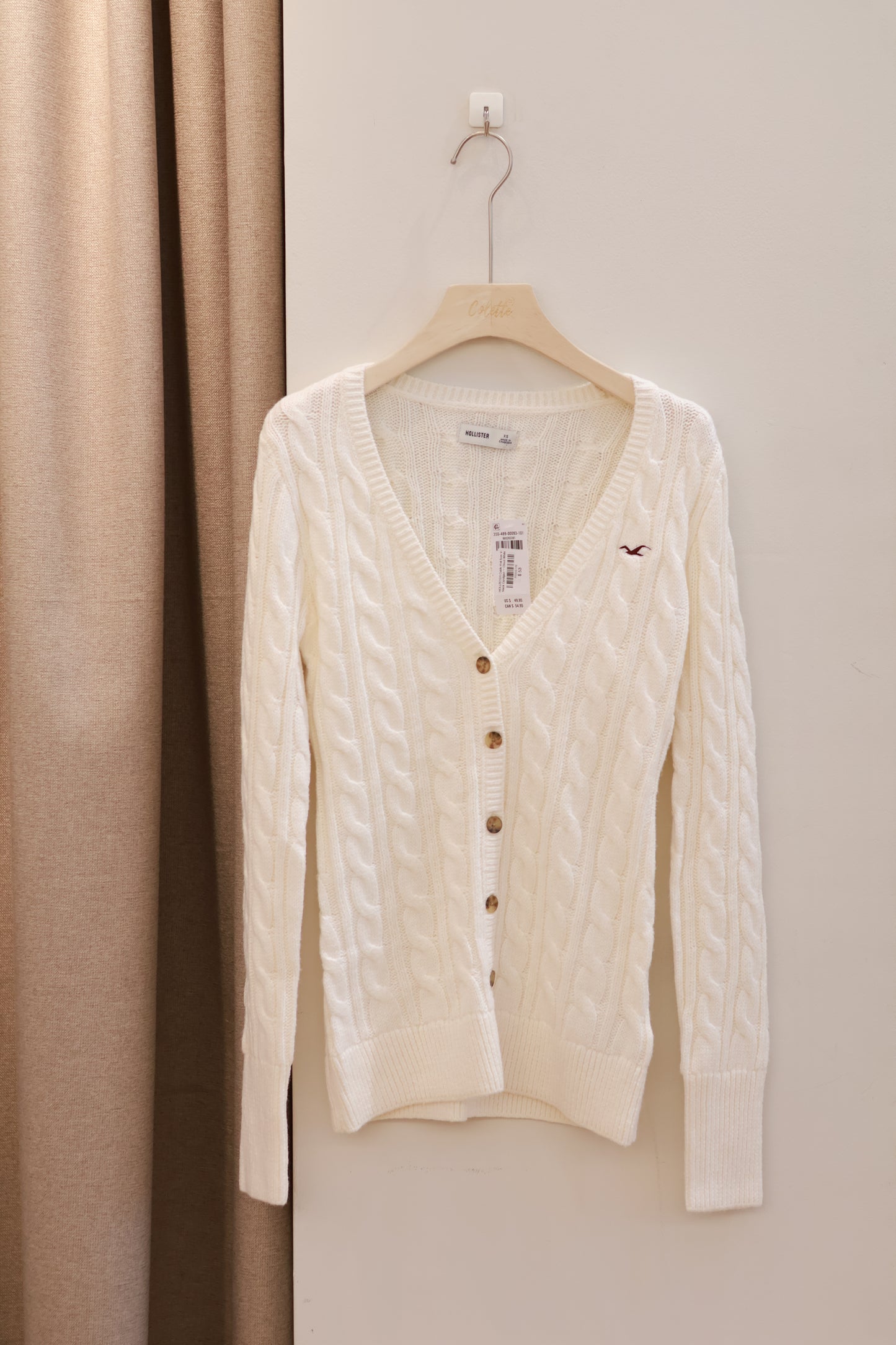 HOLLISTER Cable Knit Icon V-Neck Cardigan — Light Lilac