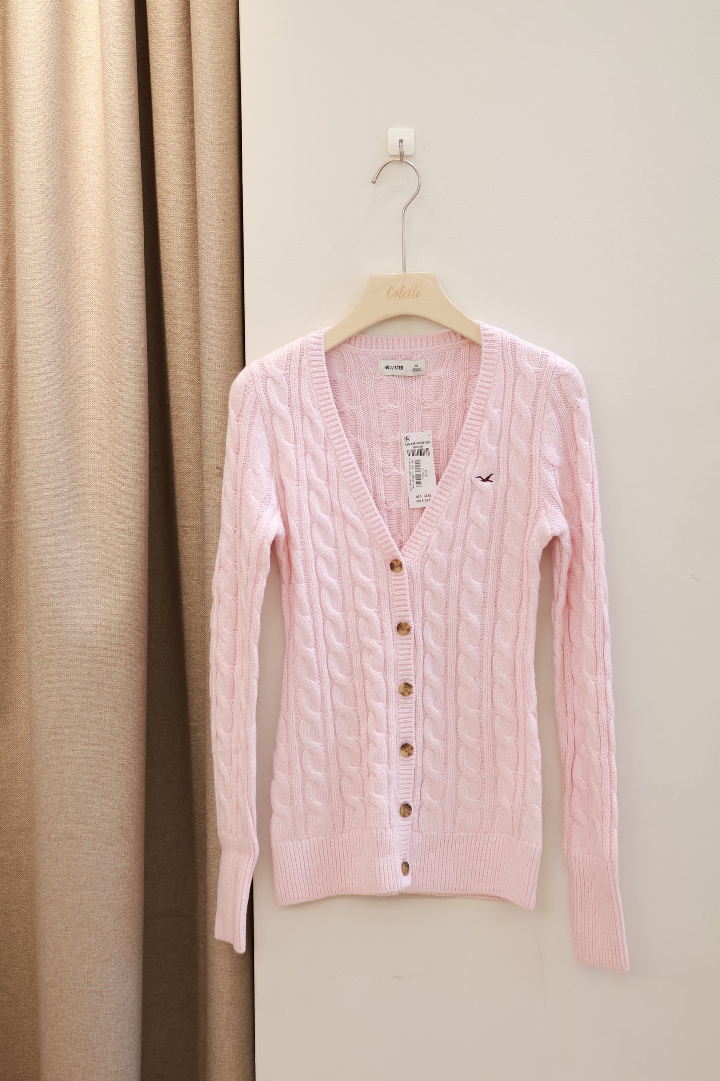 HOLLISTER Cable Knit Icon V-Neck Cardigan — Light Lilac