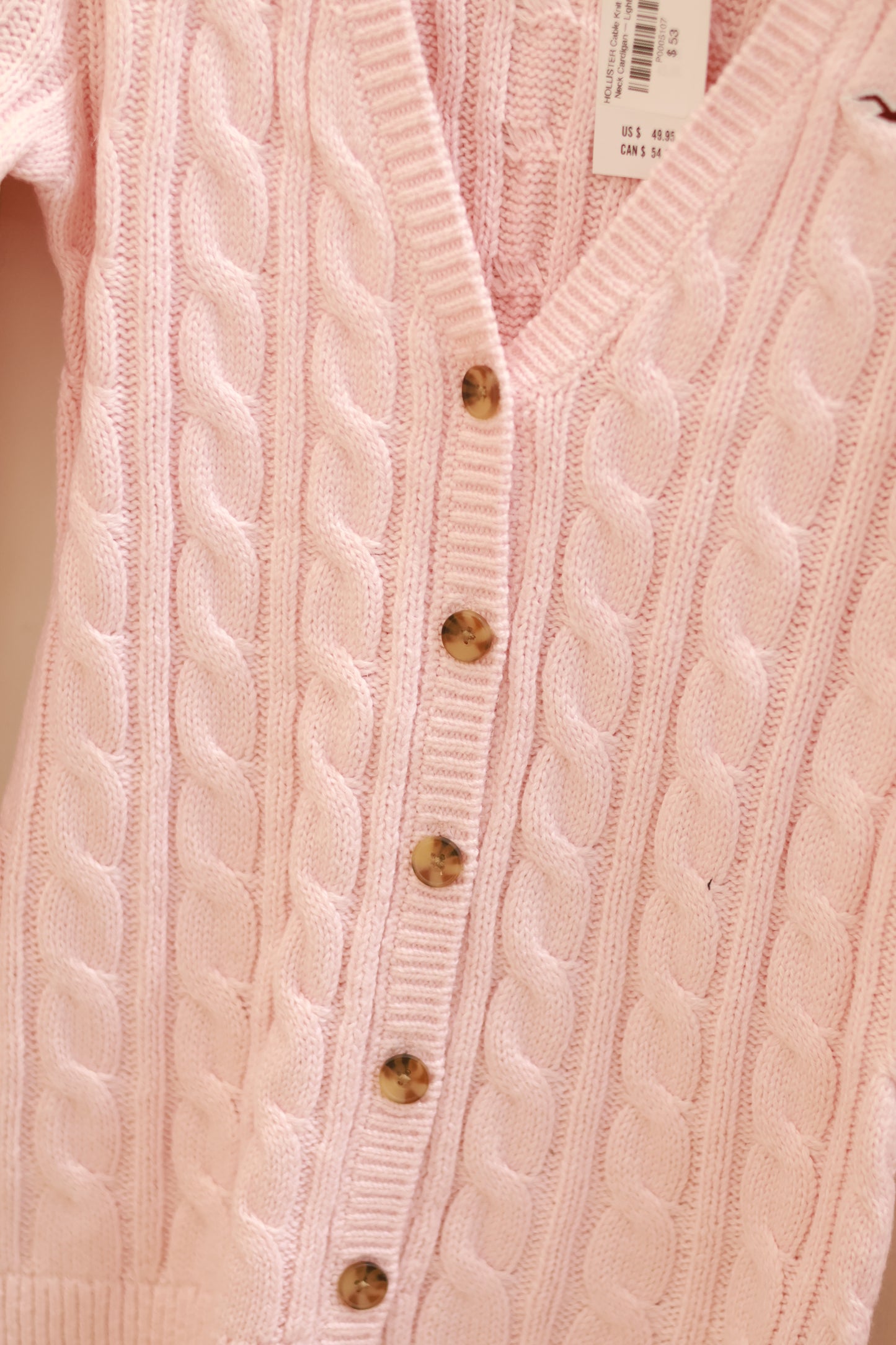 HOLLISTER Cable Knit Icon V-Neck Cardigan — Light Lilac