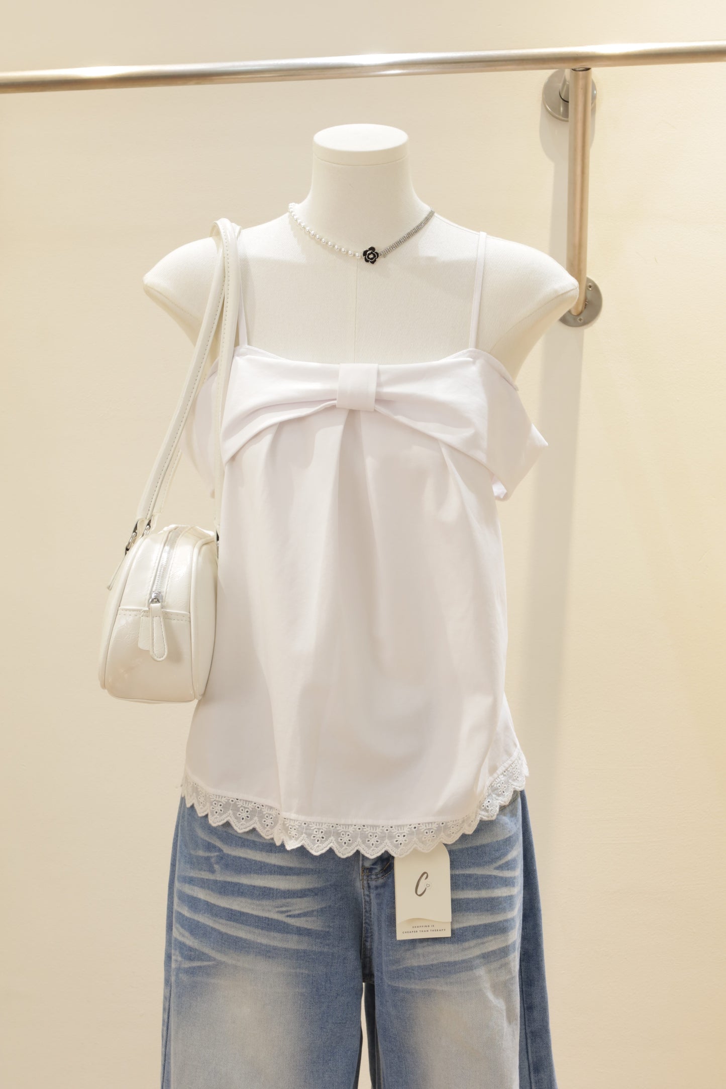 Ribbon off shoulder white top