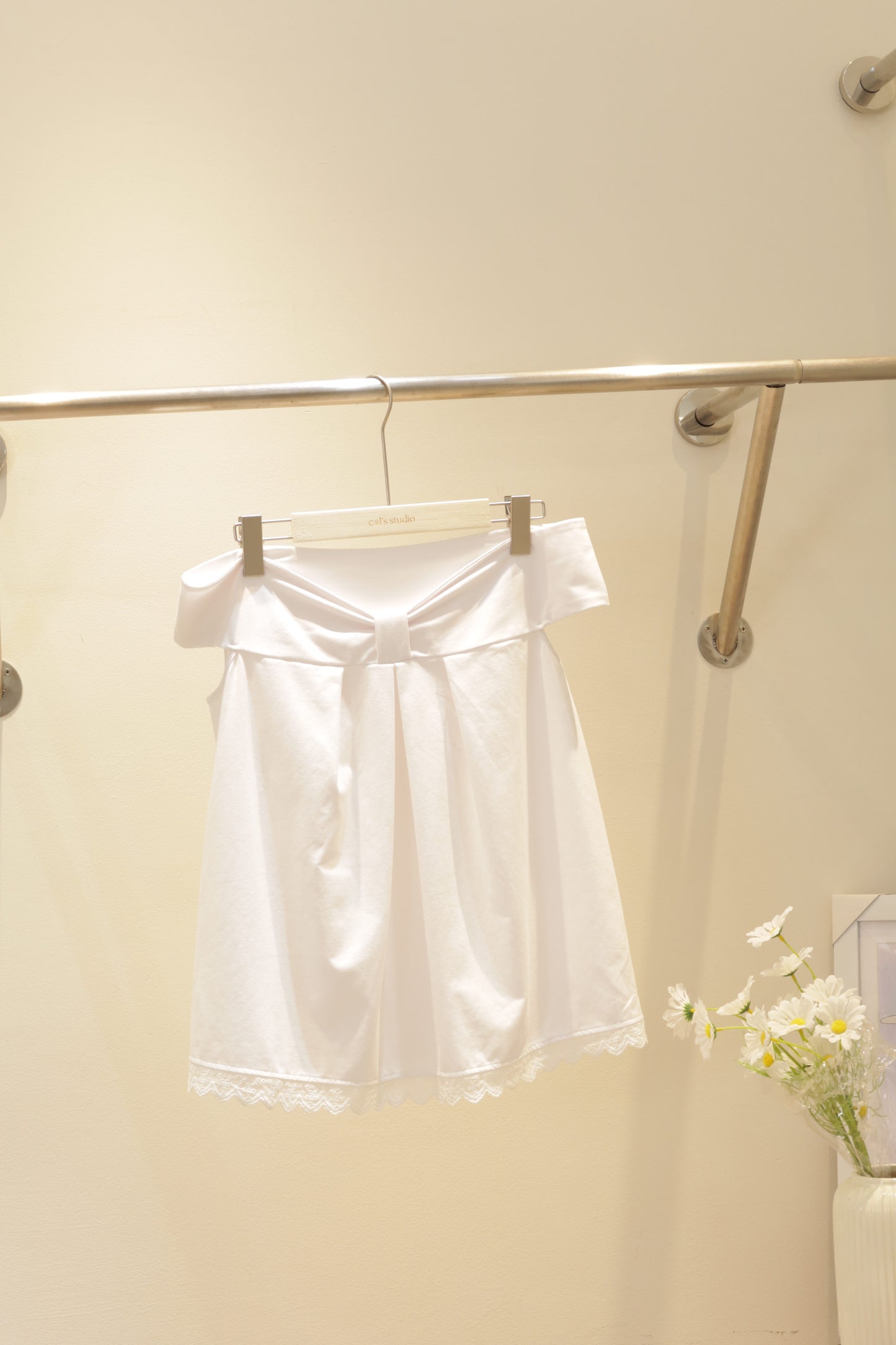 Ribbon off shoulder white top