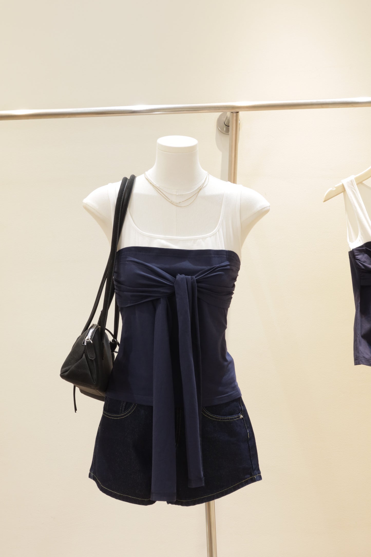 Navy tied tank top