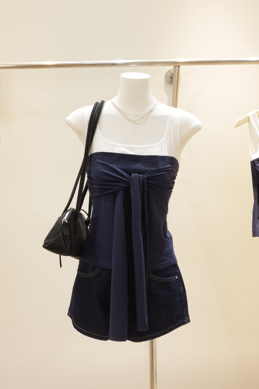 Navy tied tank top