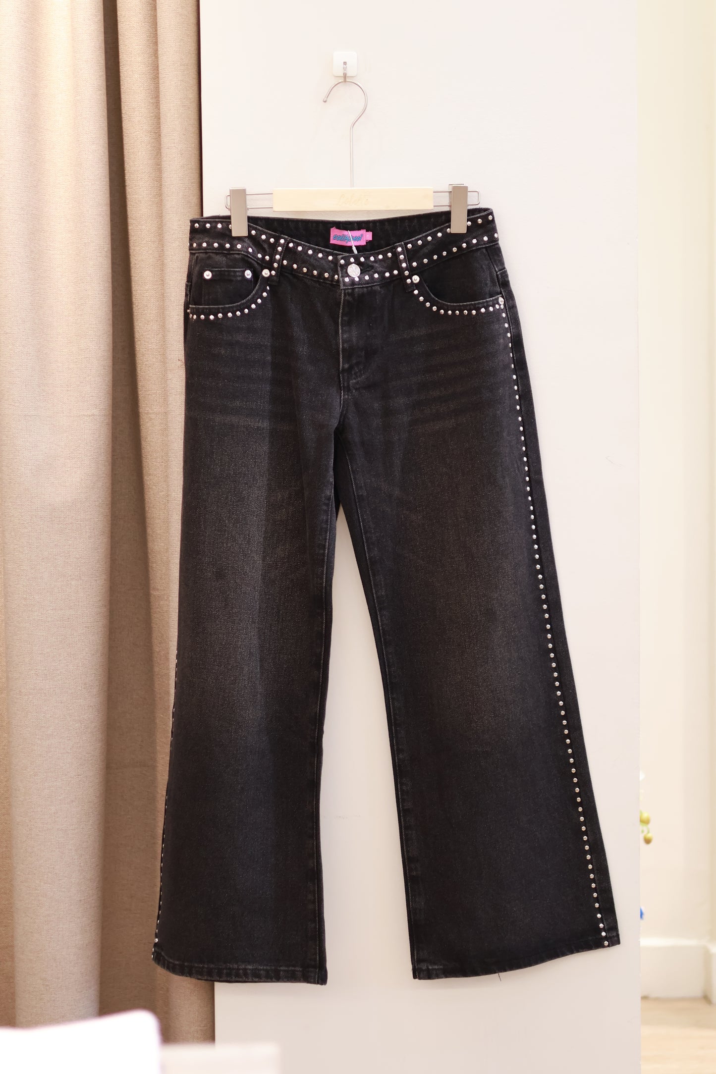 Edikted Petite Quincy Studded Low Rise Baggy Jeans
