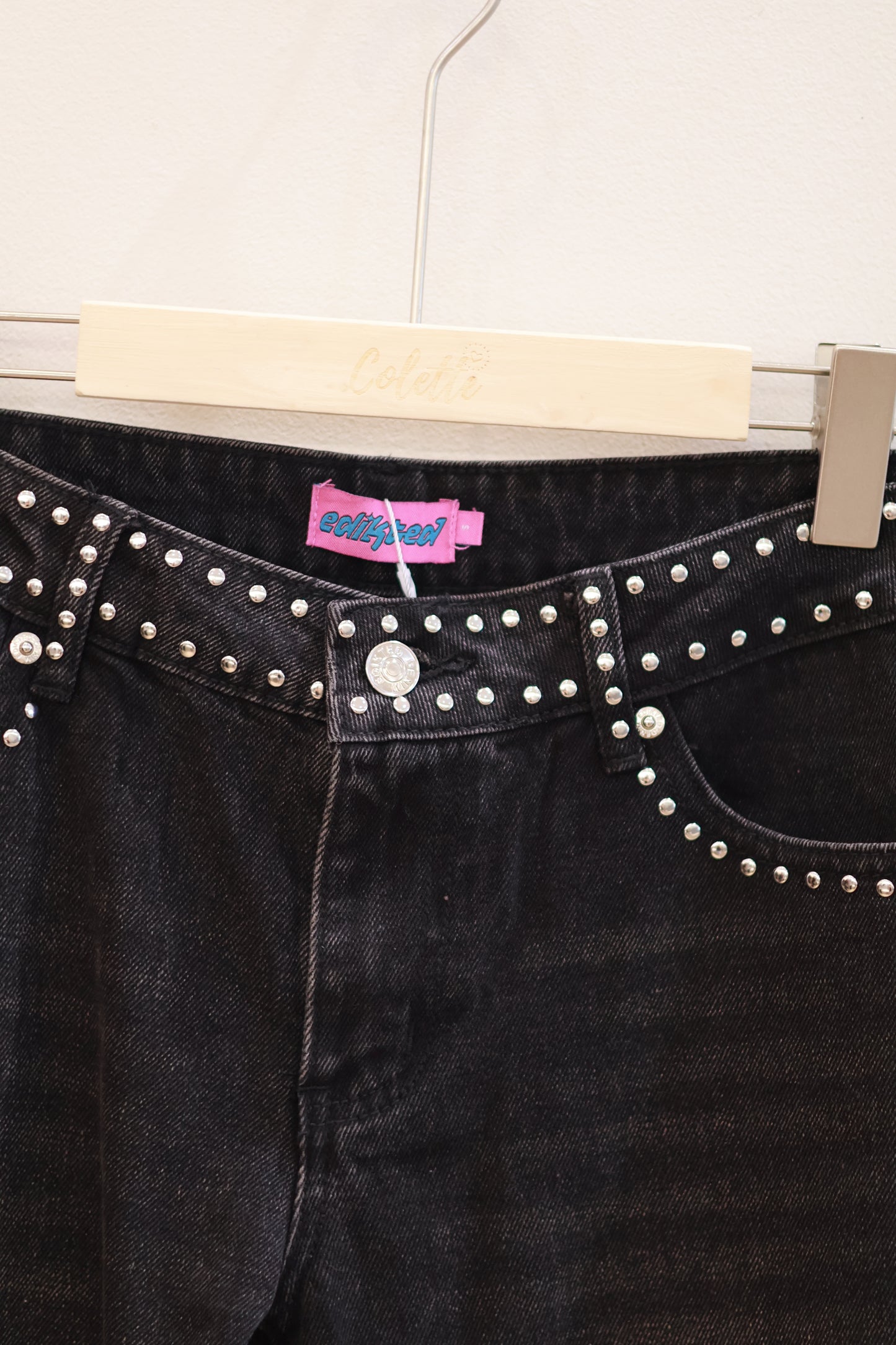 Edikted Petite Quincy Studded Low Rise Baggy Jeans