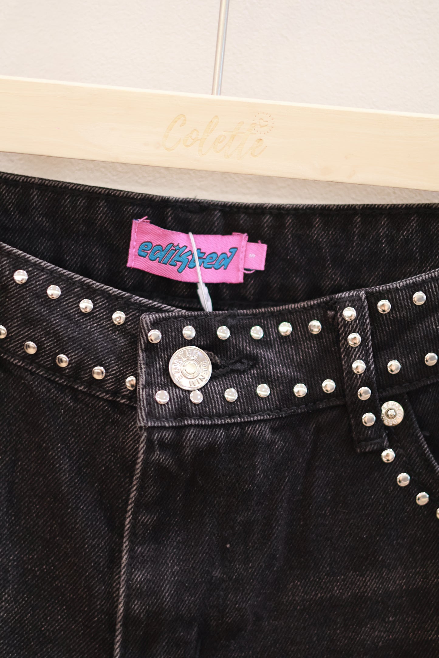 Edikted Petite Quincy Studded Low Rise Baggy Jeans