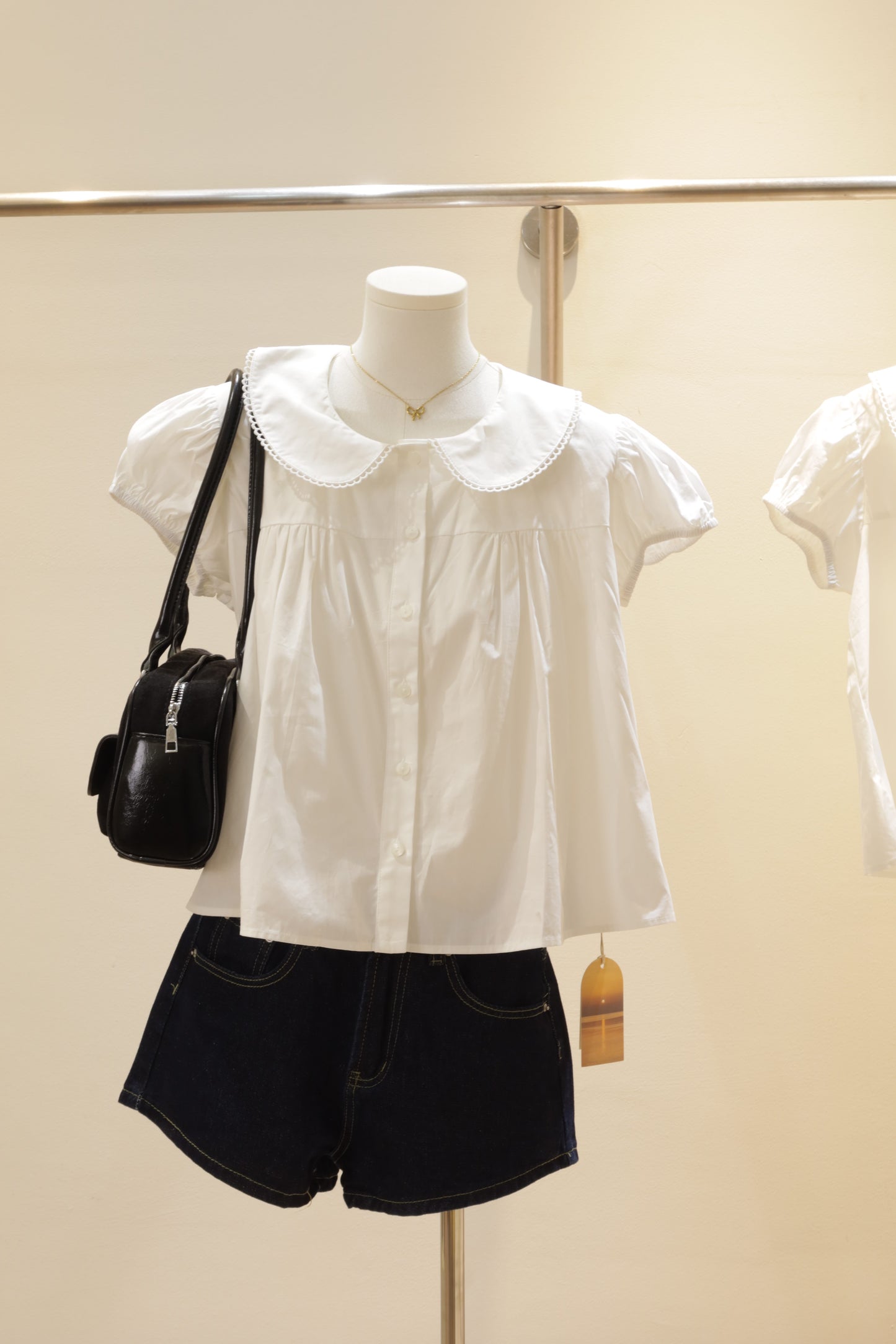 White short sleeve babydoll top