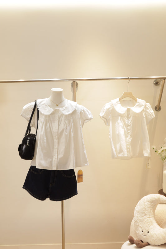 White short sleeve babydoll top