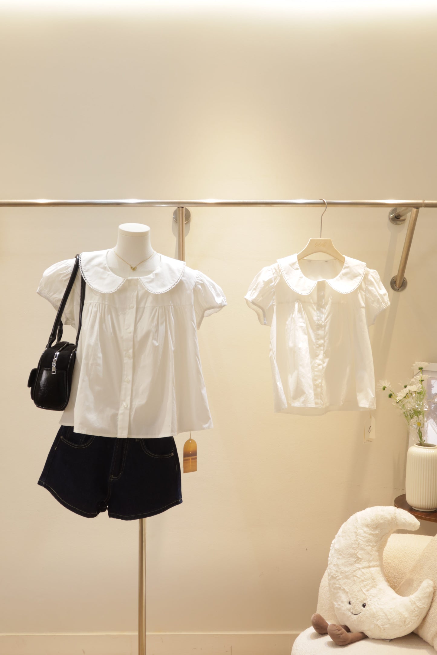 White short sleeve babydoll top