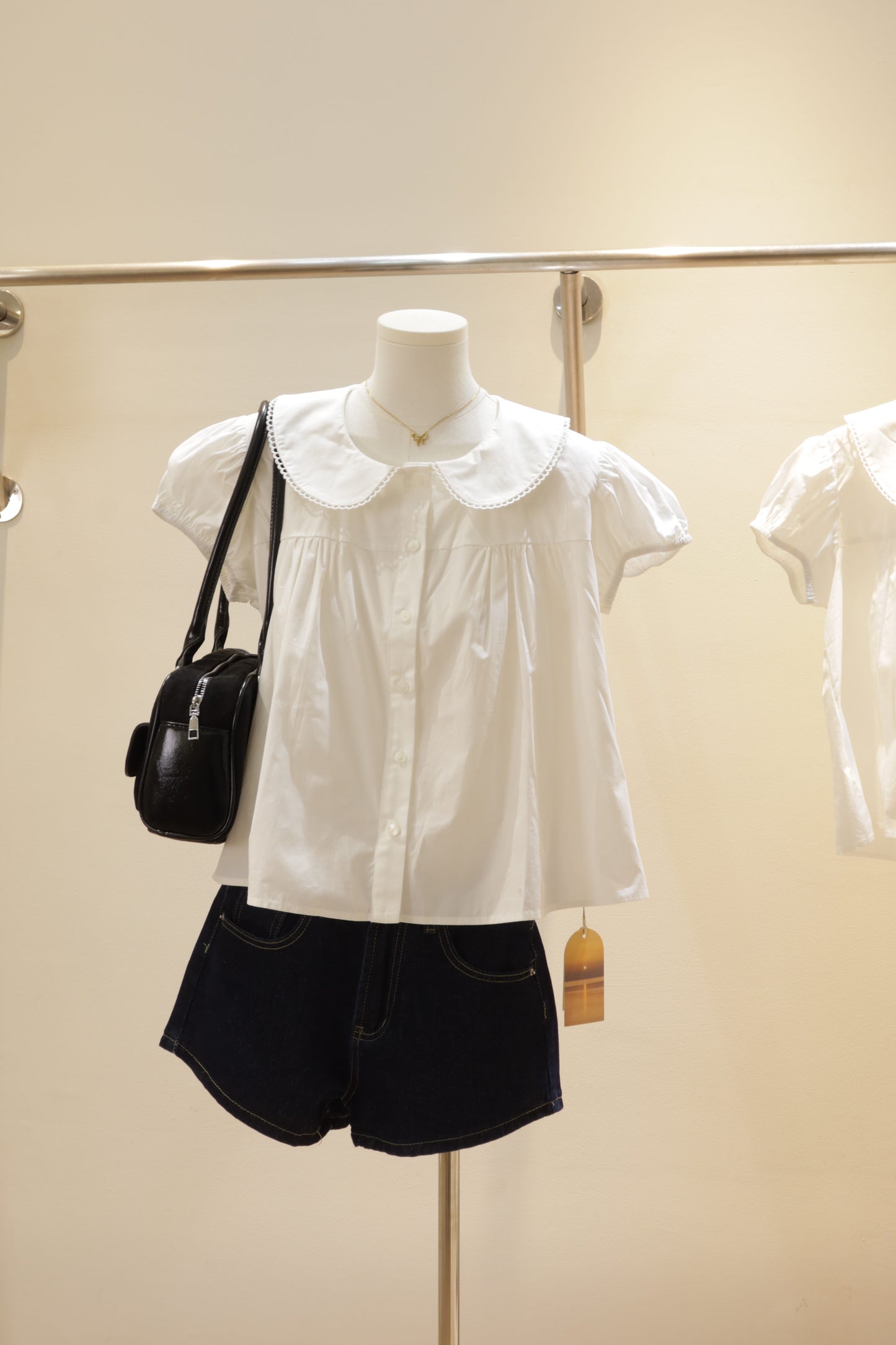 White short sleeve babydoll top
