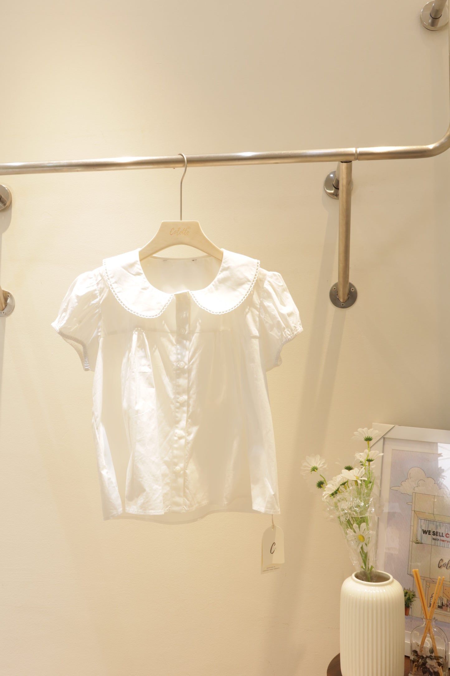 White short sleeve babydoll top