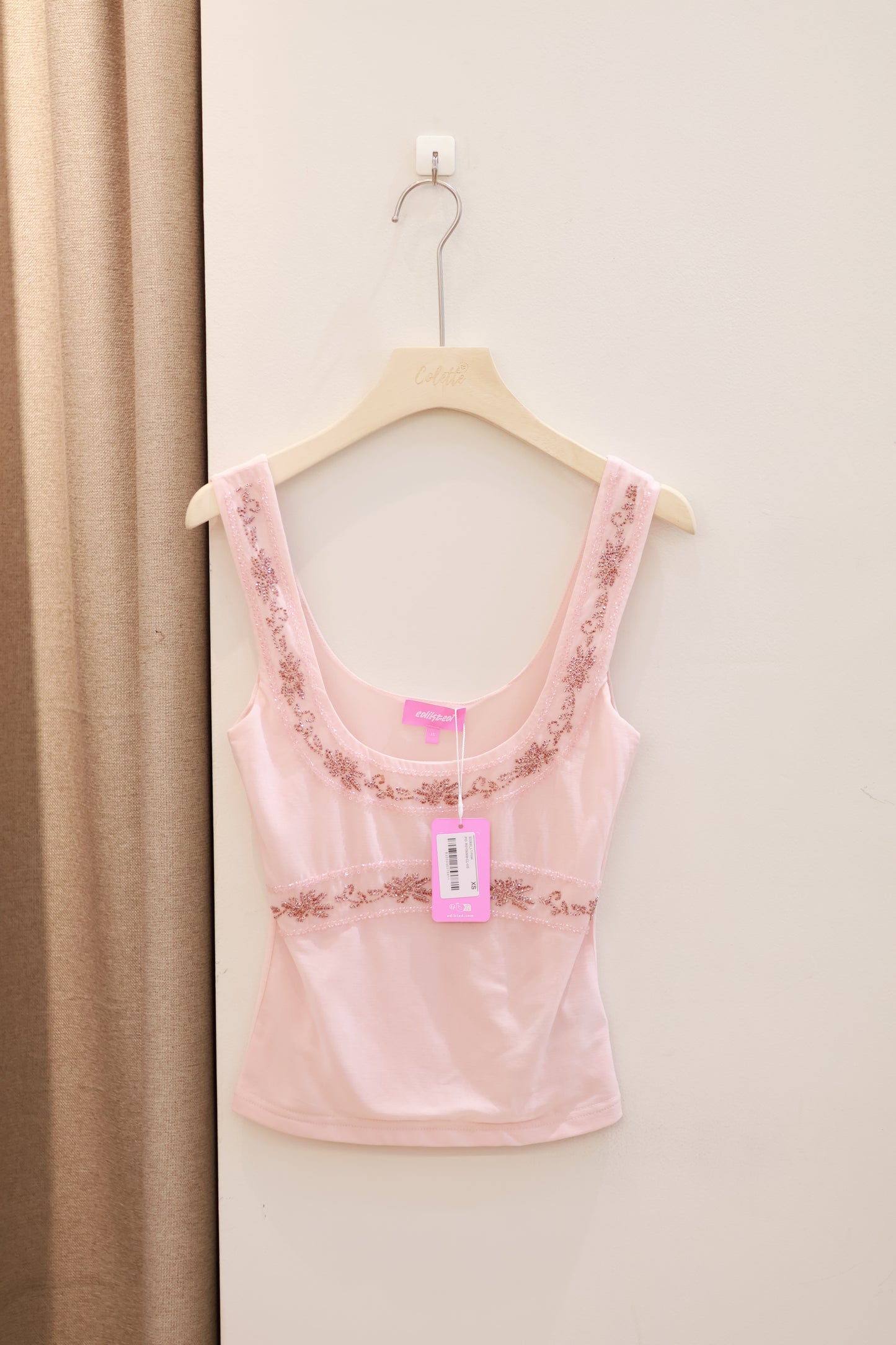 Edikted Isiadora Beaded Scoop Neck Tank Top