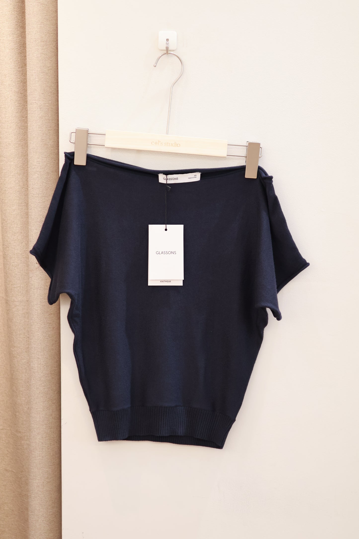 Glassons Off Shoulder Knit Top- NAVY