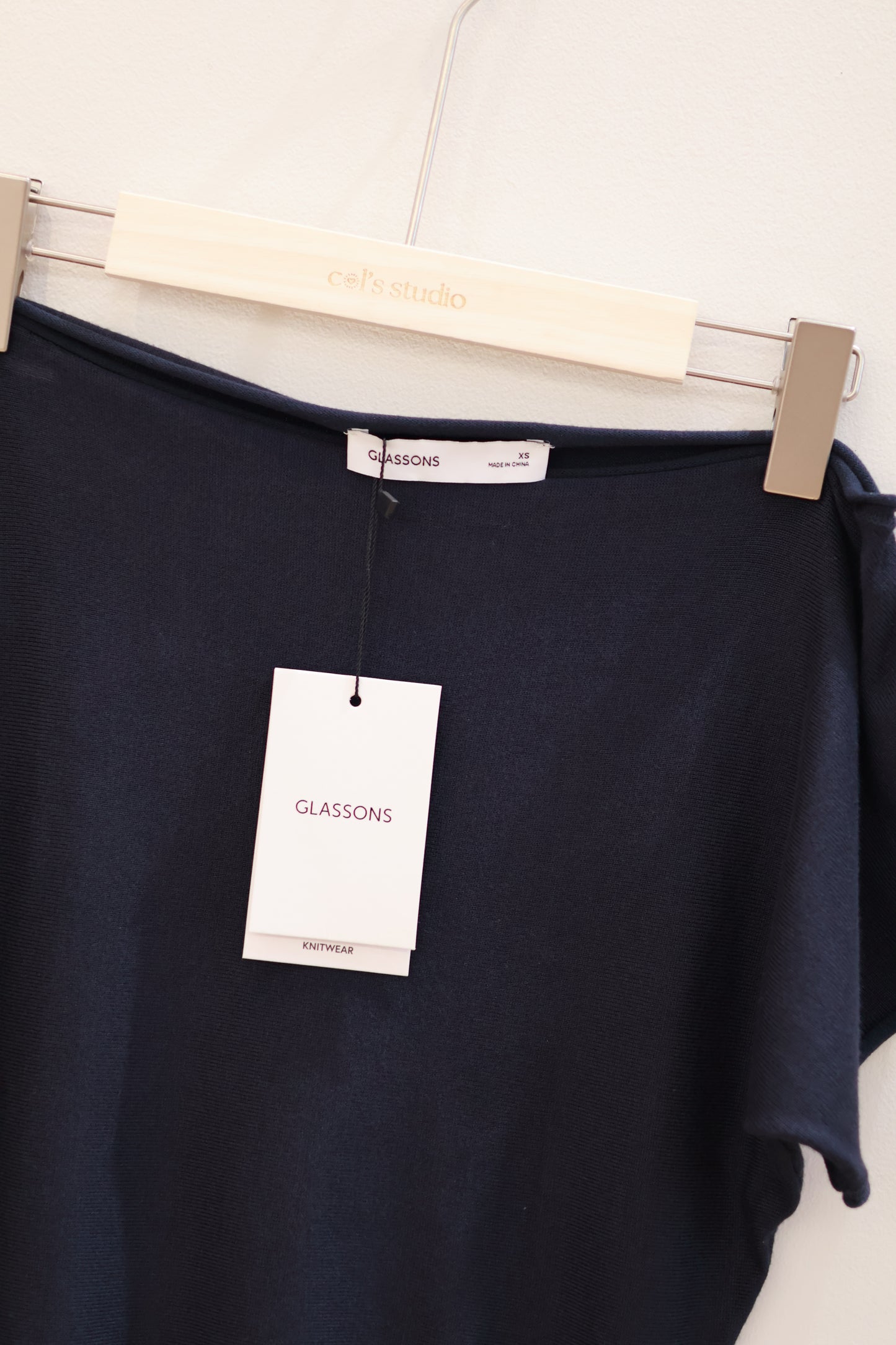 Glassons Off Shoulder Knit Top- NAVY