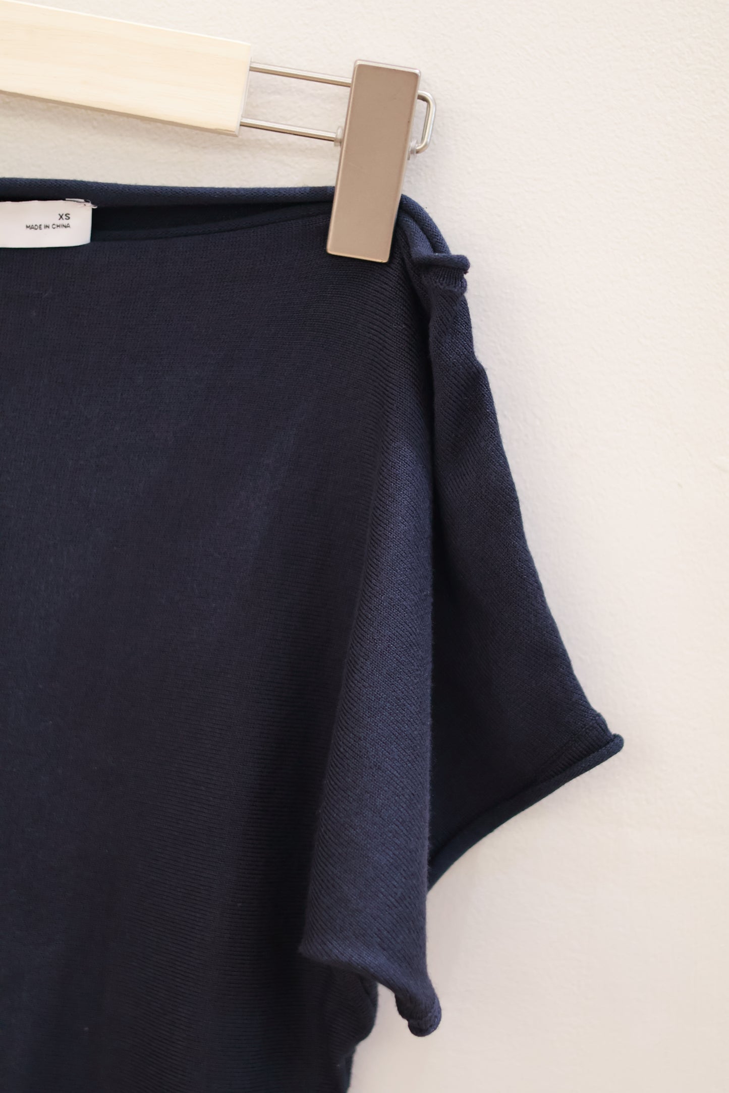 Glassons Off Shoulder Knit Top- NAVY