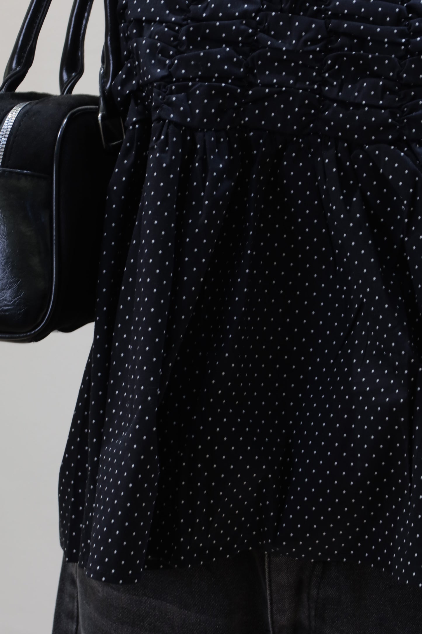 Polkadot black linen halter