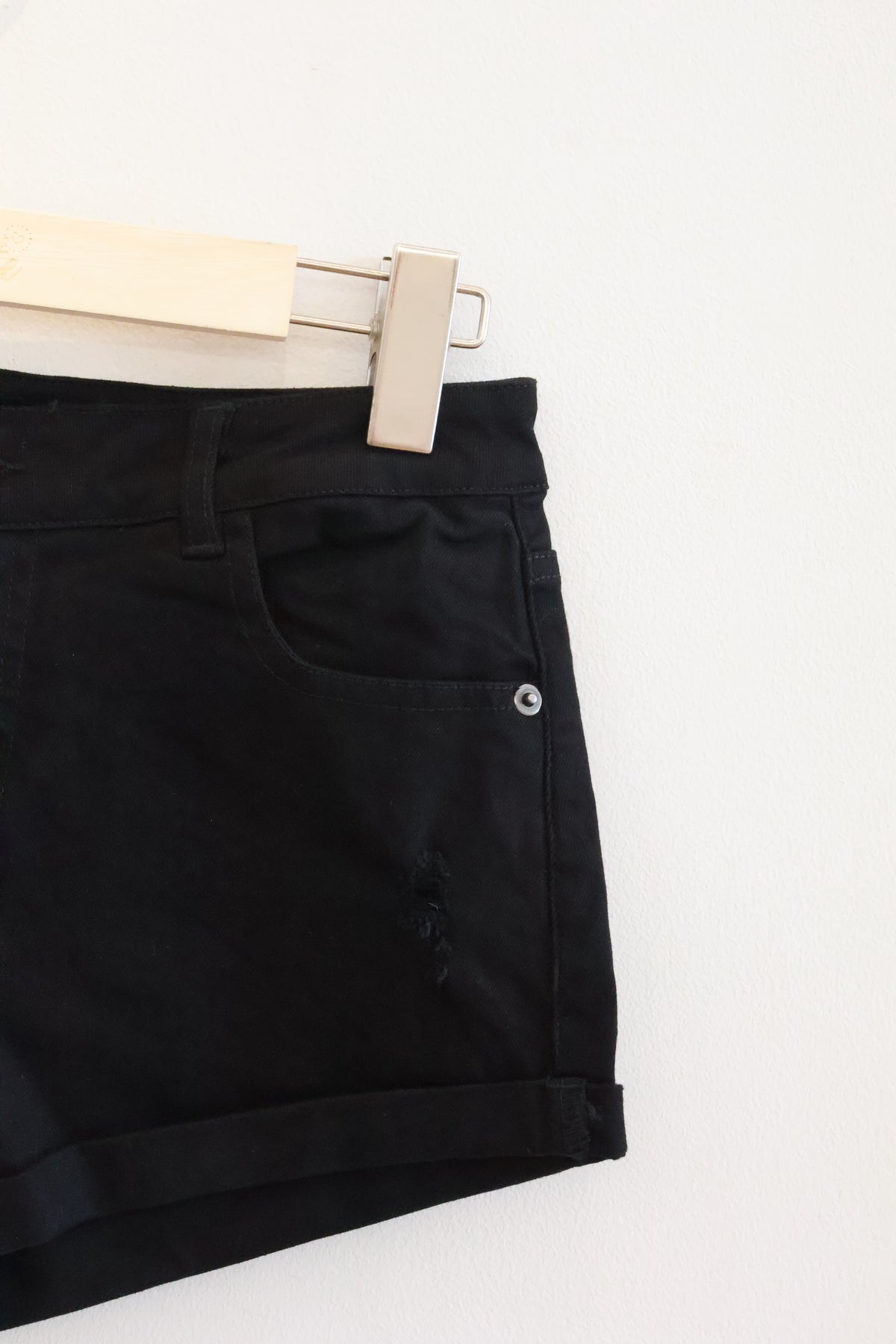 AUD Mid-Low Waist Distressed Denim Shorts