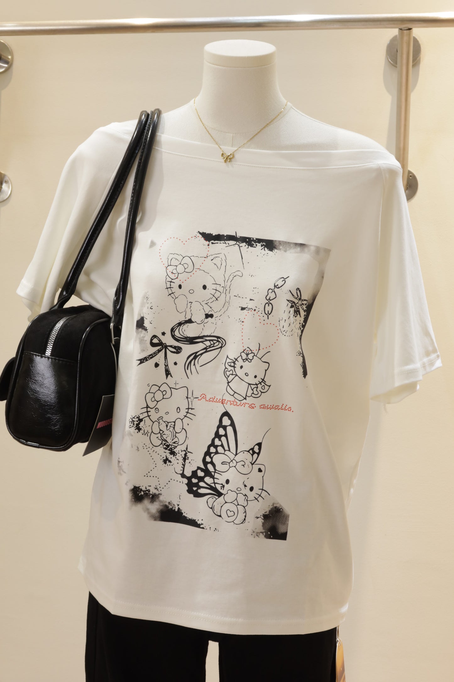 Hello kitty half shoulder tee