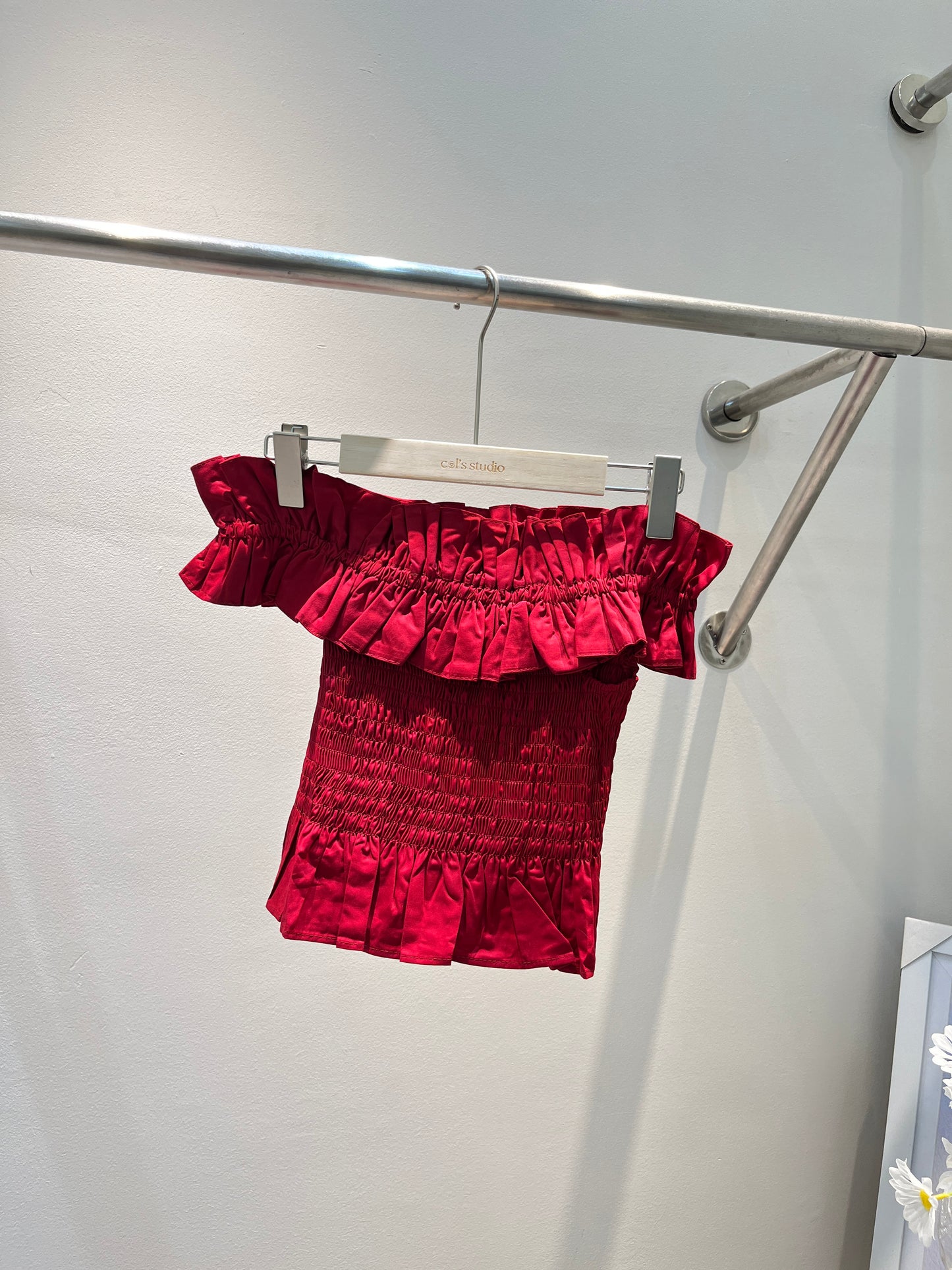 RED OFF SHOULDER TOP