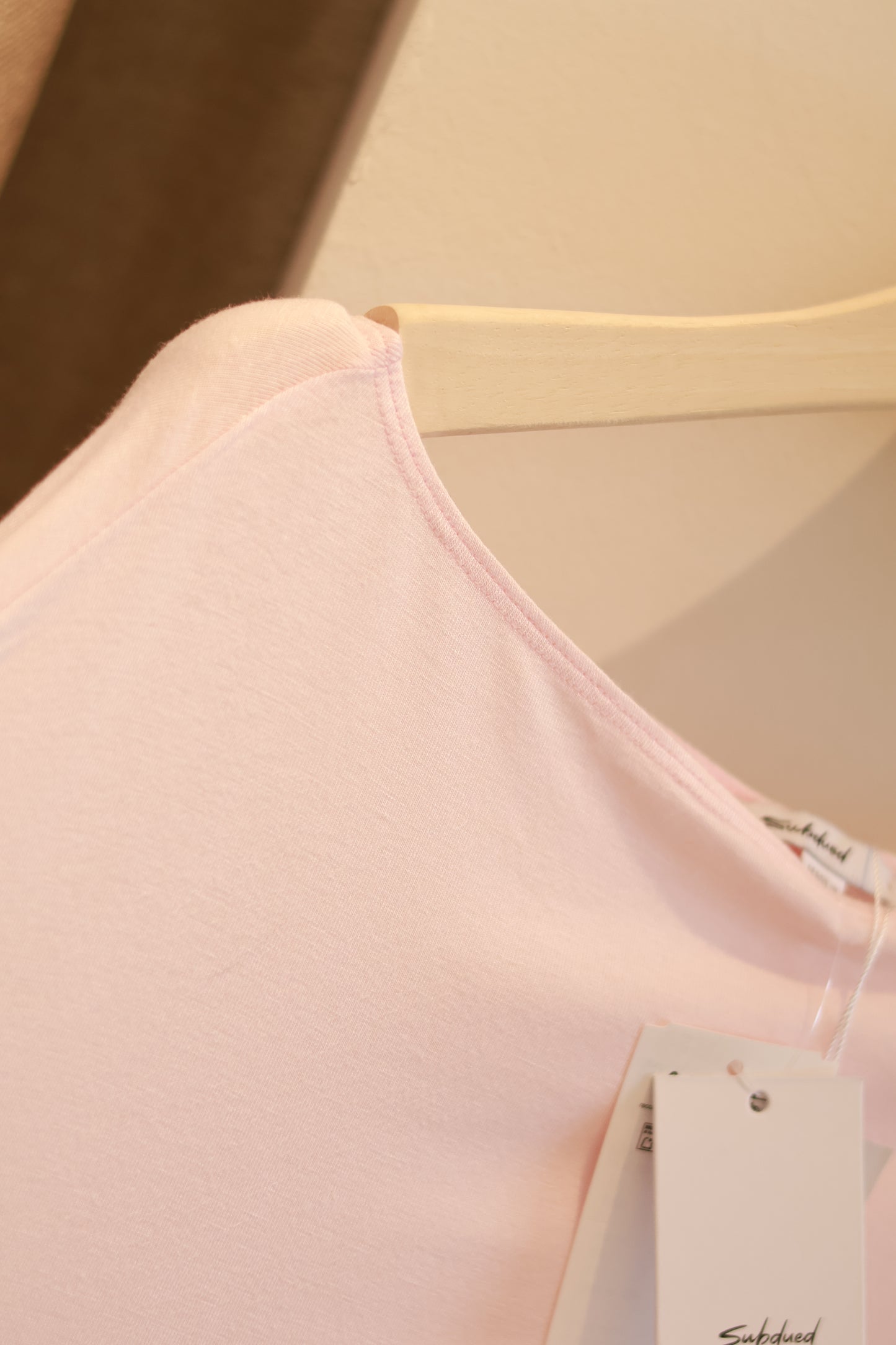 SUBDUED PINK SHEER HALF SHOULDER