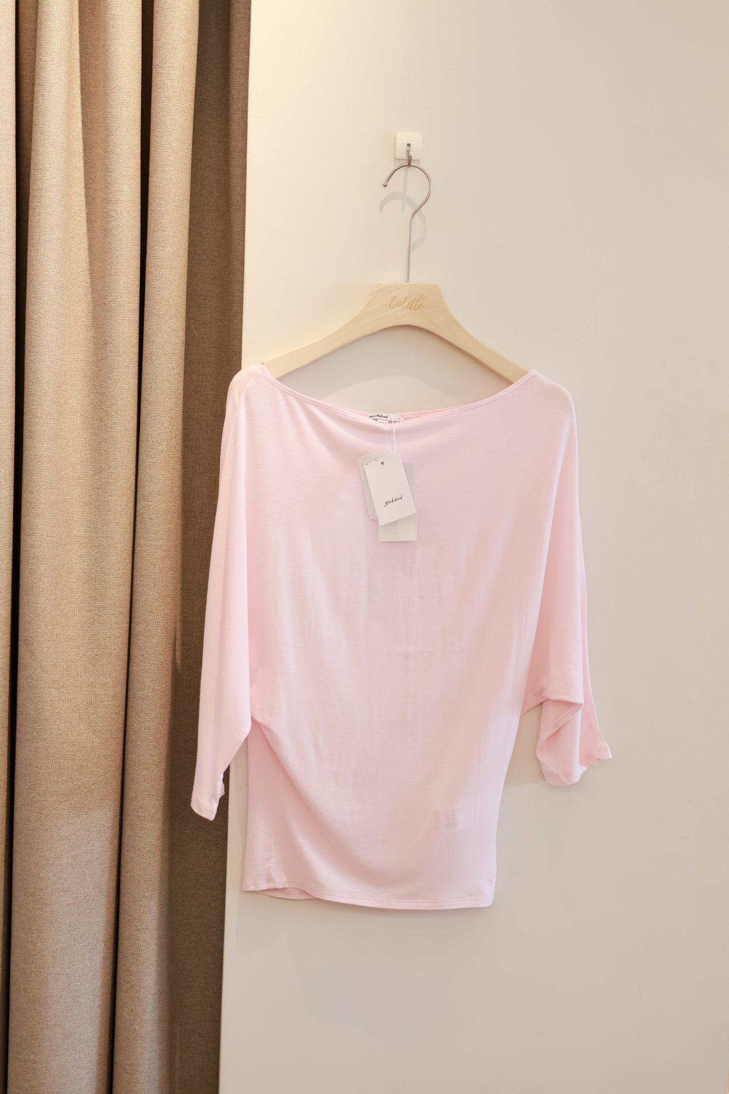 SUBDUED PINK SHEER HALF SHOULDER