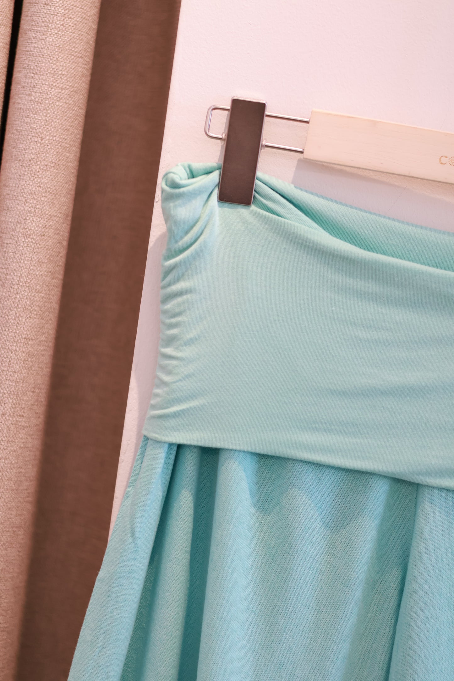 SUBDUED LINEN FOLD OVER PANTS (TEAL)