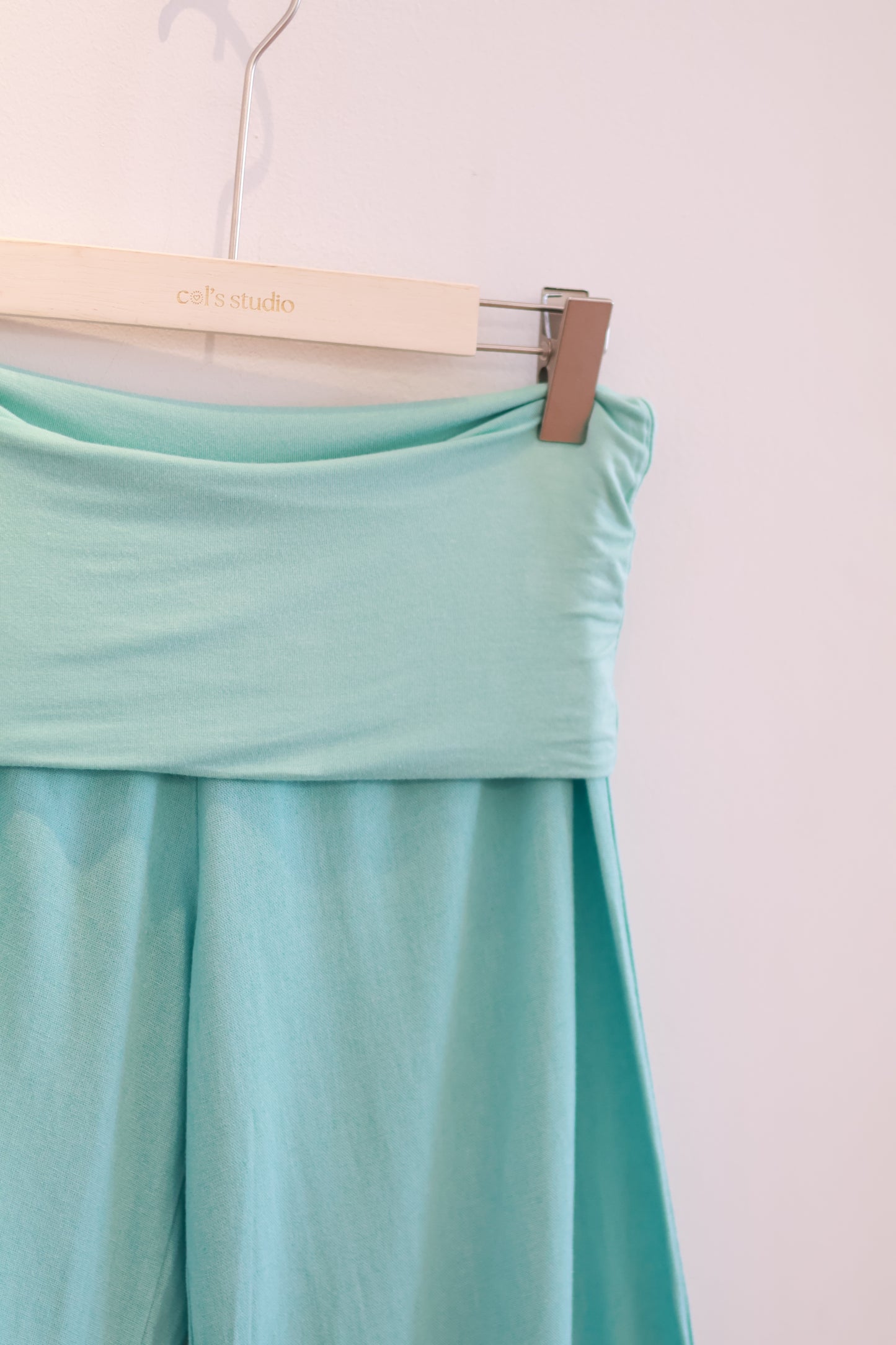 SUBDUED LINEN FOLD OVER PANTS (TEAL)