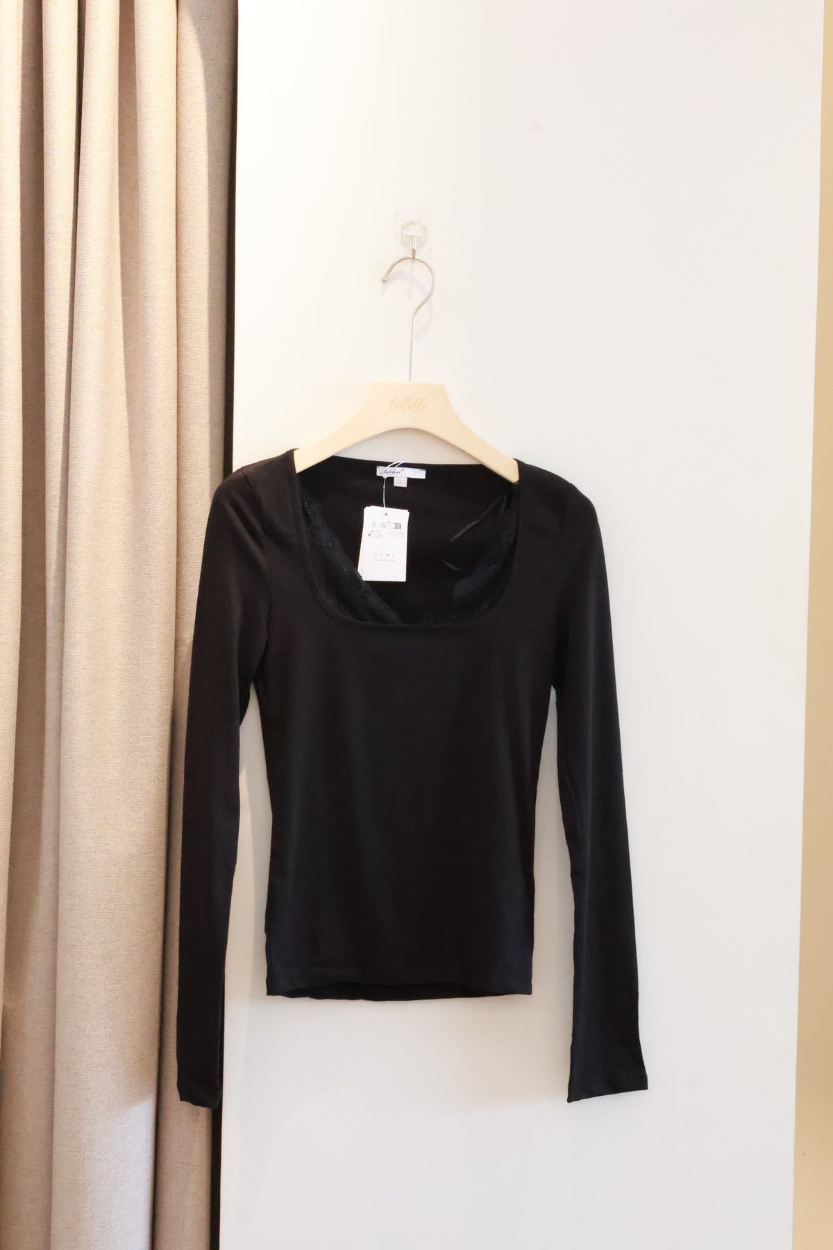 Subdued Black Lace Long Sleeve Top