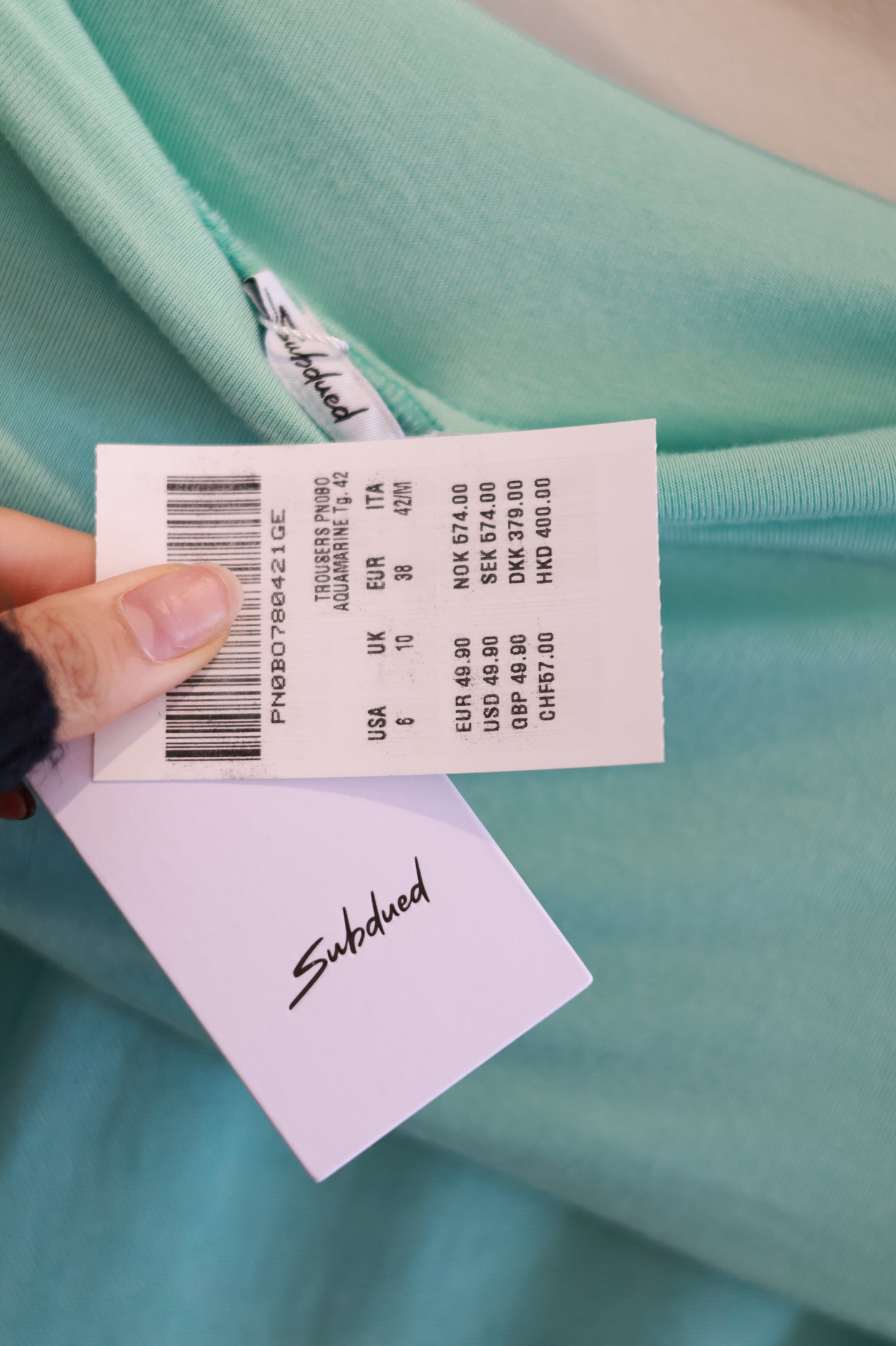 SUBDUED LINEN FOLD OVER PANTS (TEAL)