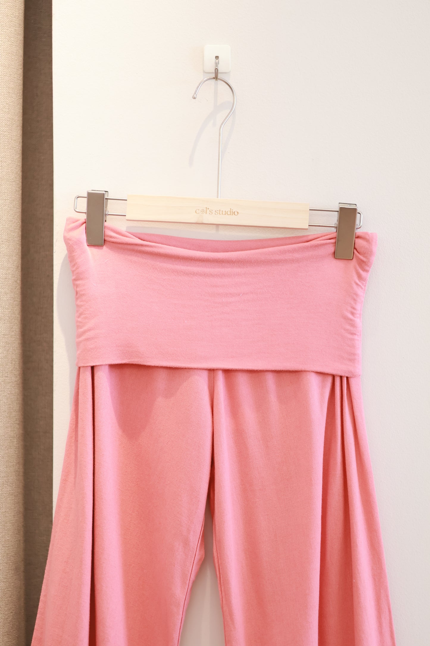 SUBDUED LINEN FOLD OVER PANTS (CORAL)