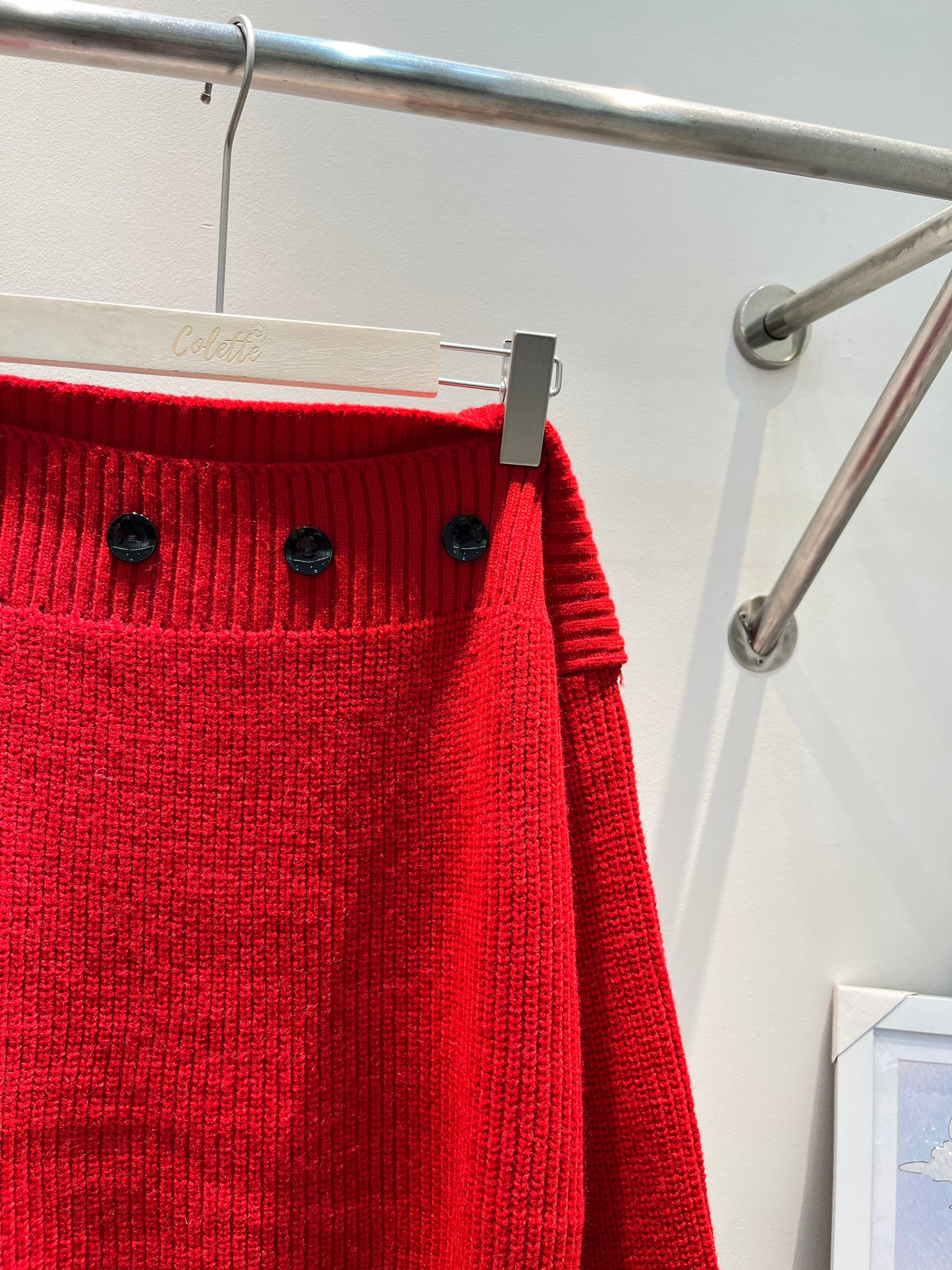 BLACK BUTTONS RED OFF SHOULDER TOP