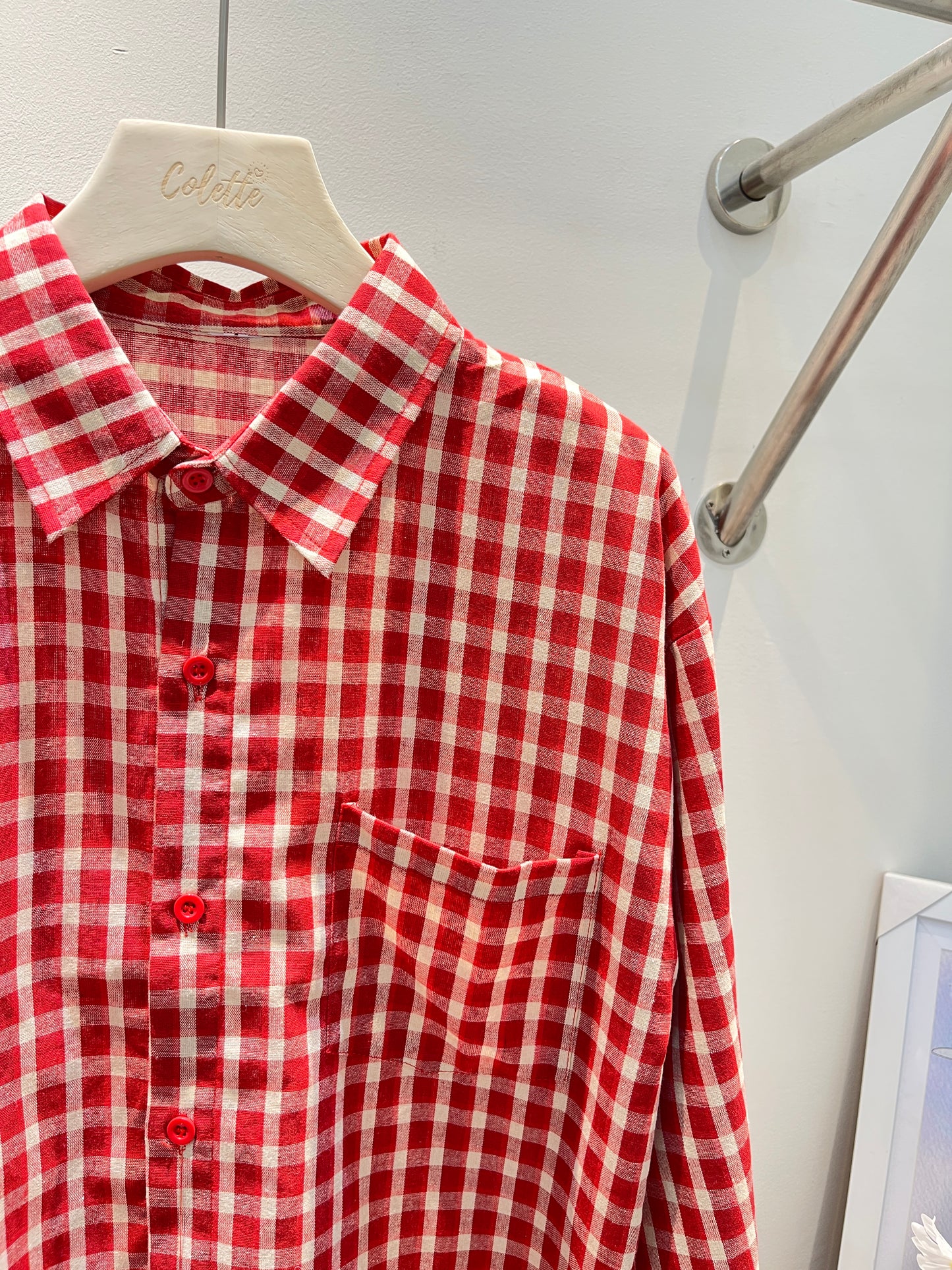 RED PLAID BUTTONED OUTERWEAR