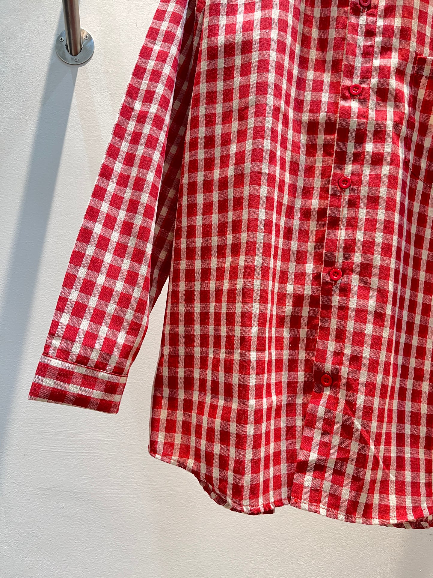 RED PLAID BUTTONED OUTERWEAR