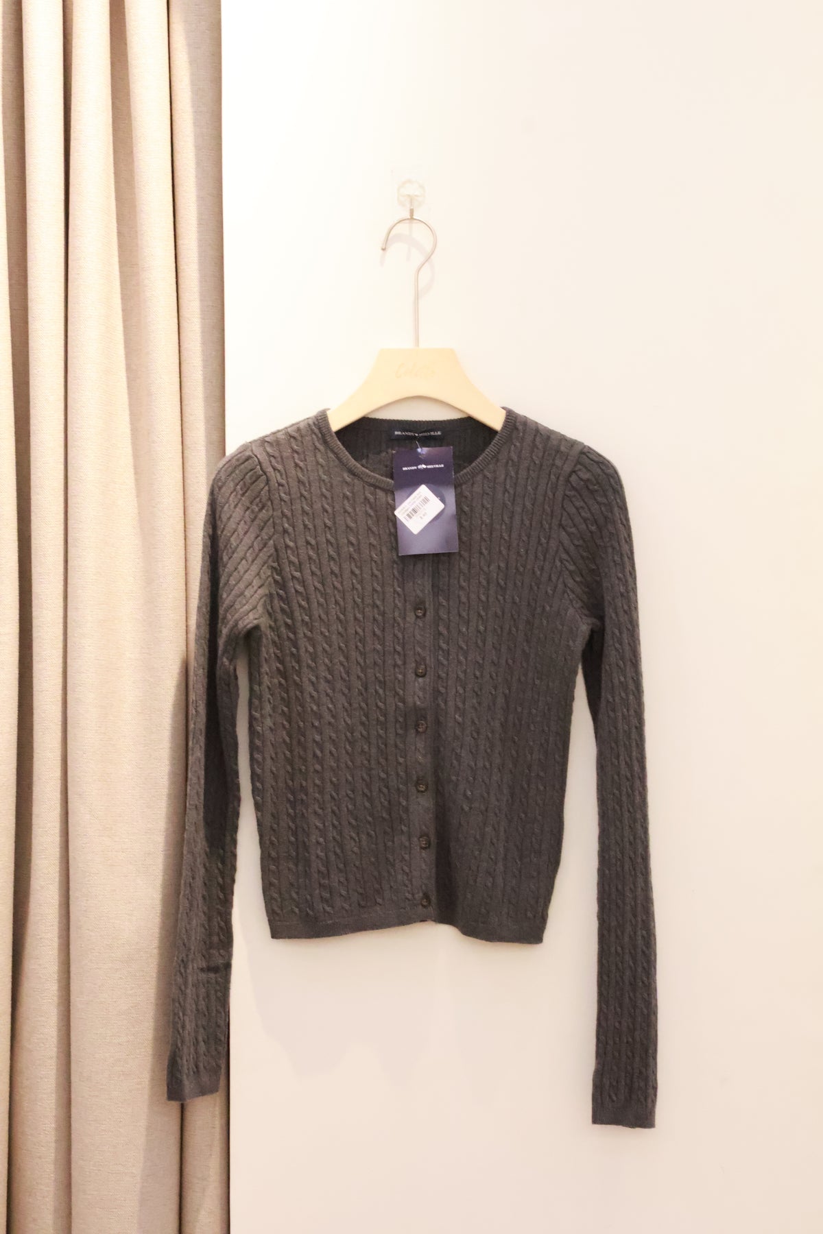 BRANDY Zoe Cable Knit Cardigan  -DARK GRAY