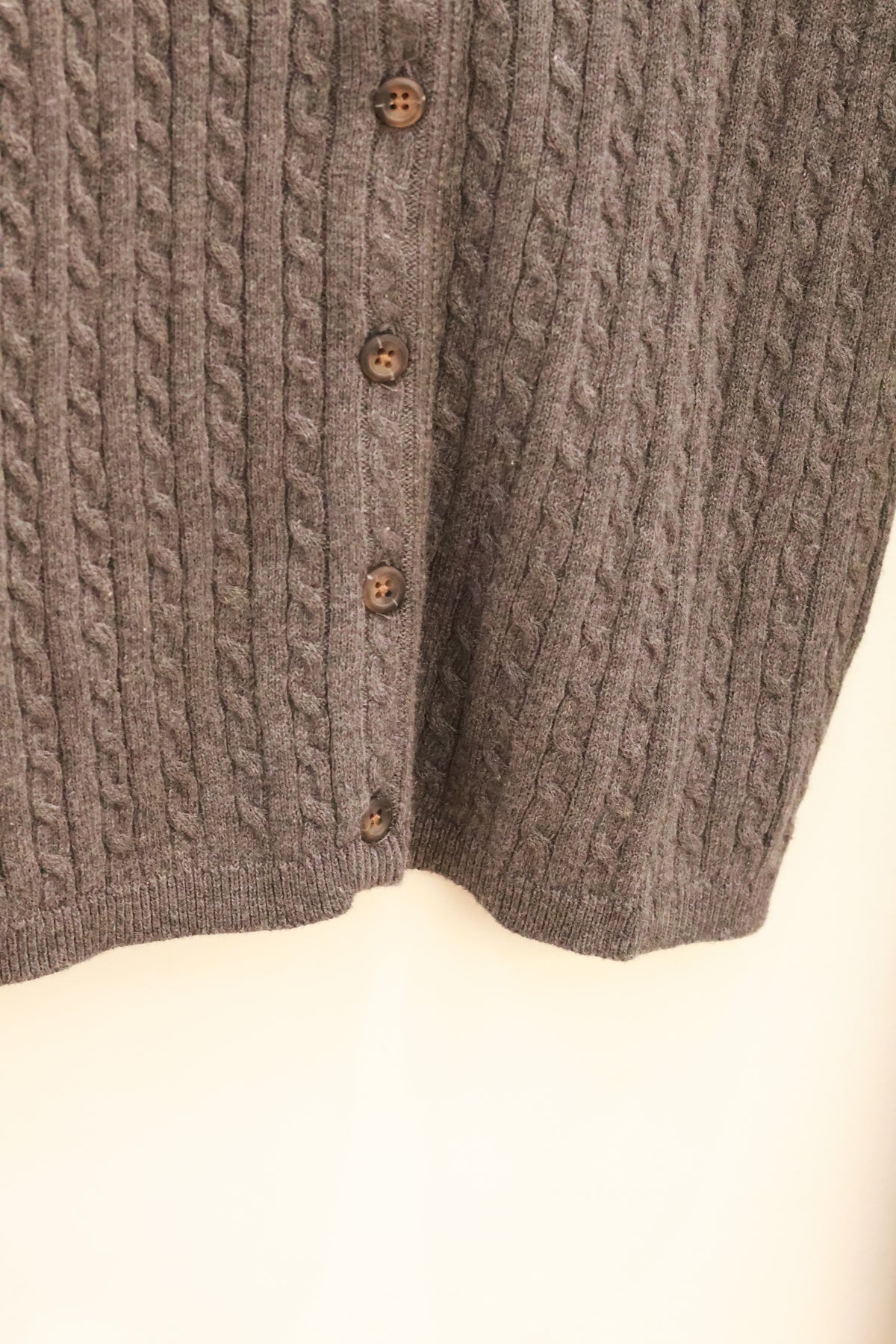 BRANDY Zoe Cable Knit Cardigan  -DARK GRAY