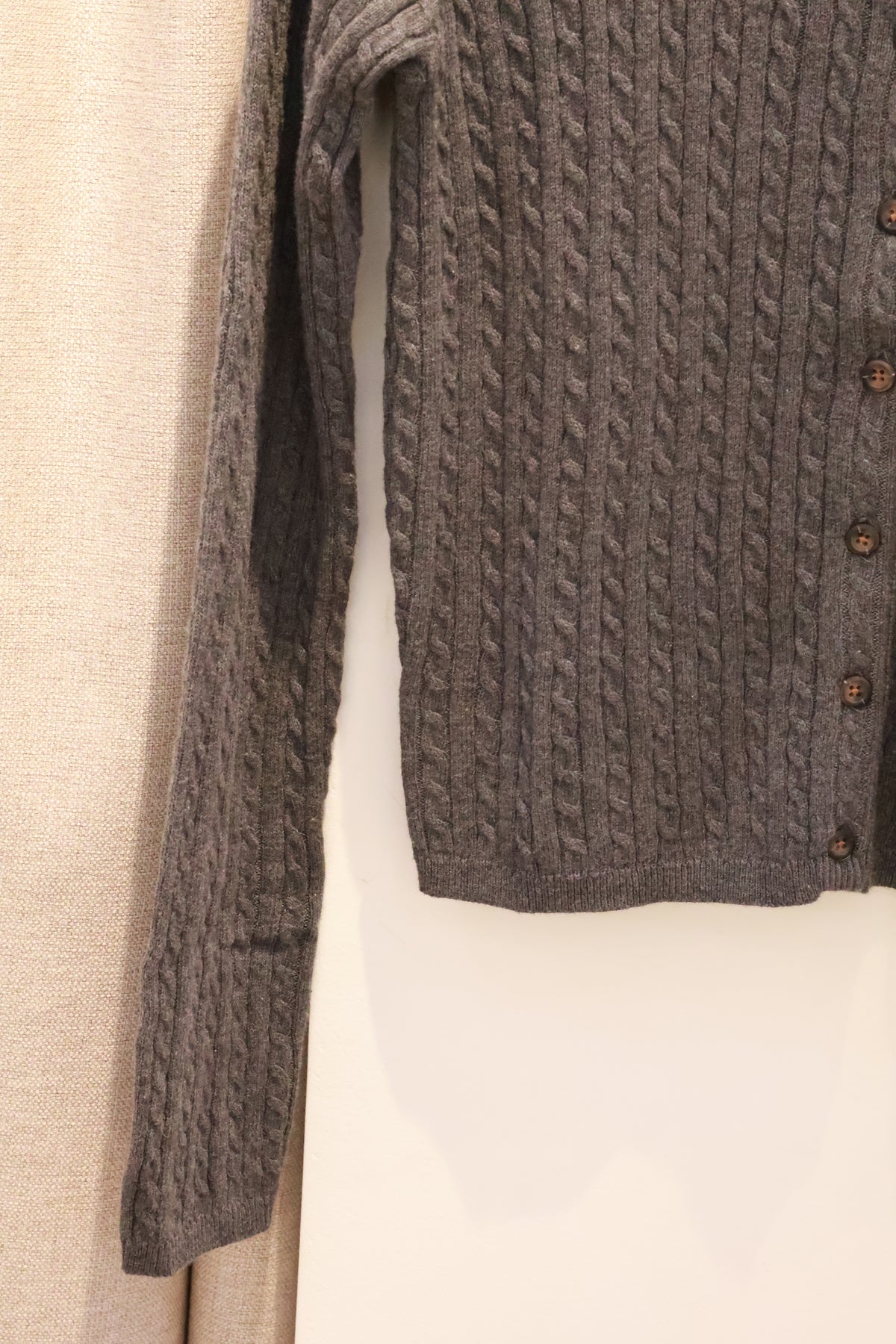 BRANDY Zoe Cable Knit Cardigan  -DARK GRAY